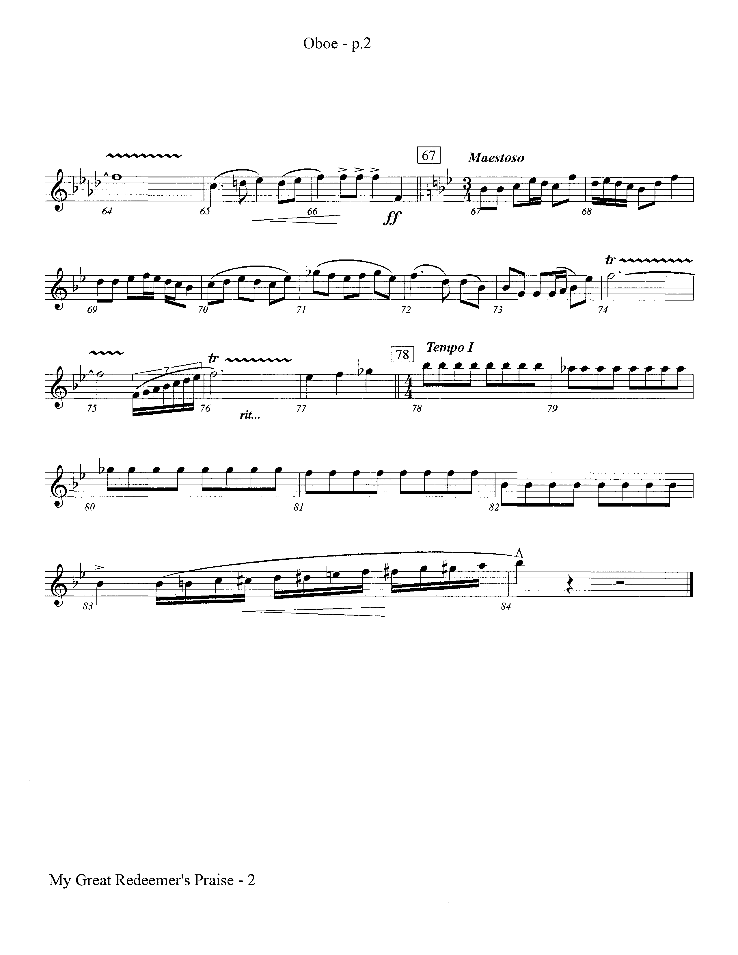 My Great Redeemer's Praise (Instrumental) Oboe (Lifeway Worship / Arr. Jeff Cranfill)