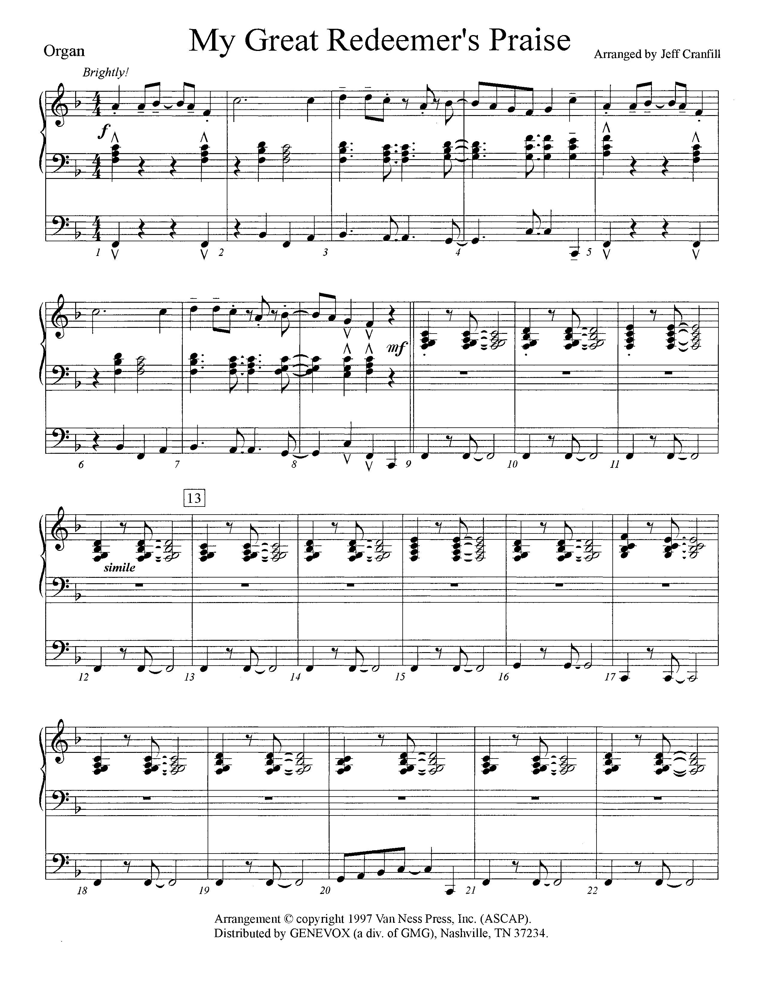 My Great Redeemer's Praise (Instrumental) Organ (Lifeway Worship / Arr. Jeff Cranfill)