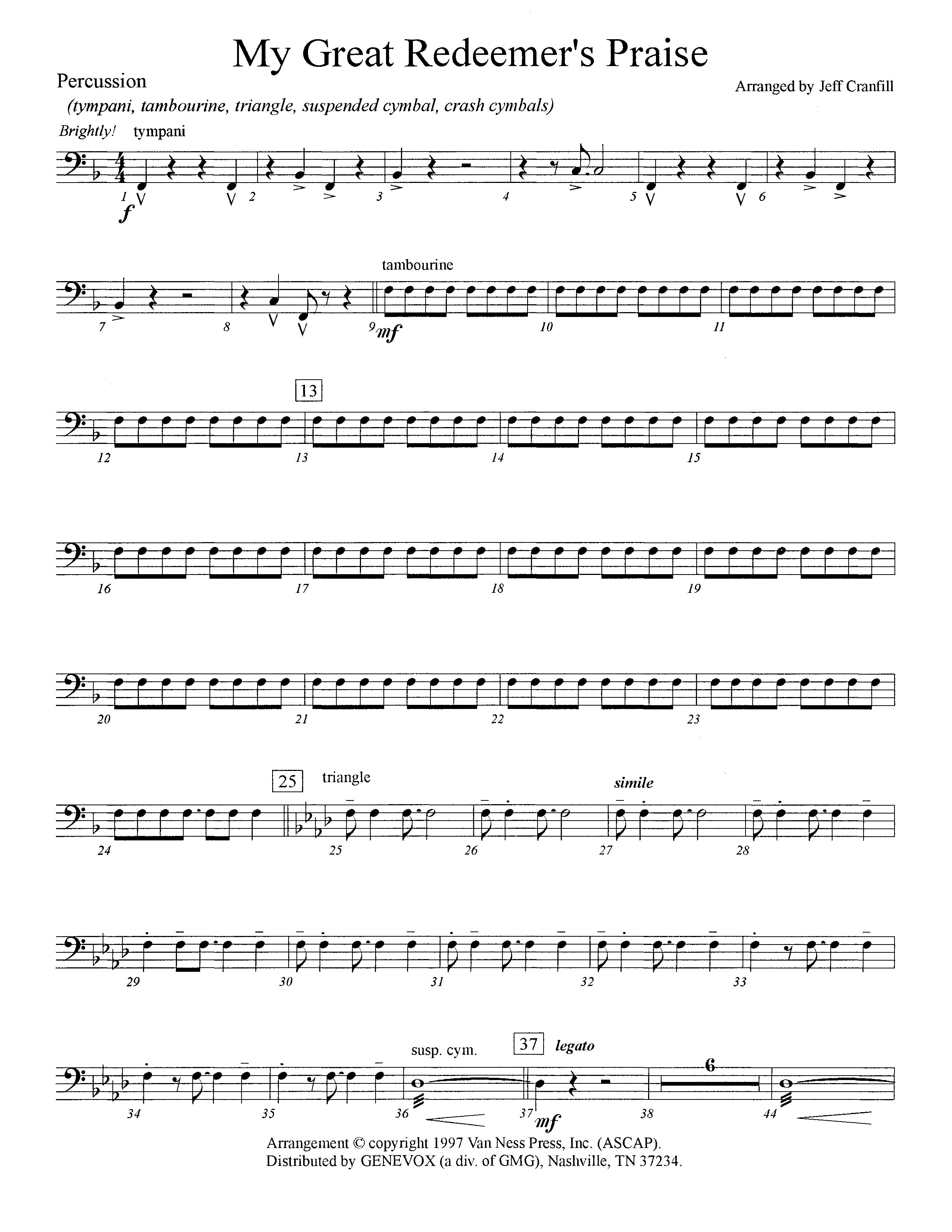 My Great Redeemer's Praise (Instrumental) Percussion (Lifeway Worship / Arr. Jeff Cranfill)