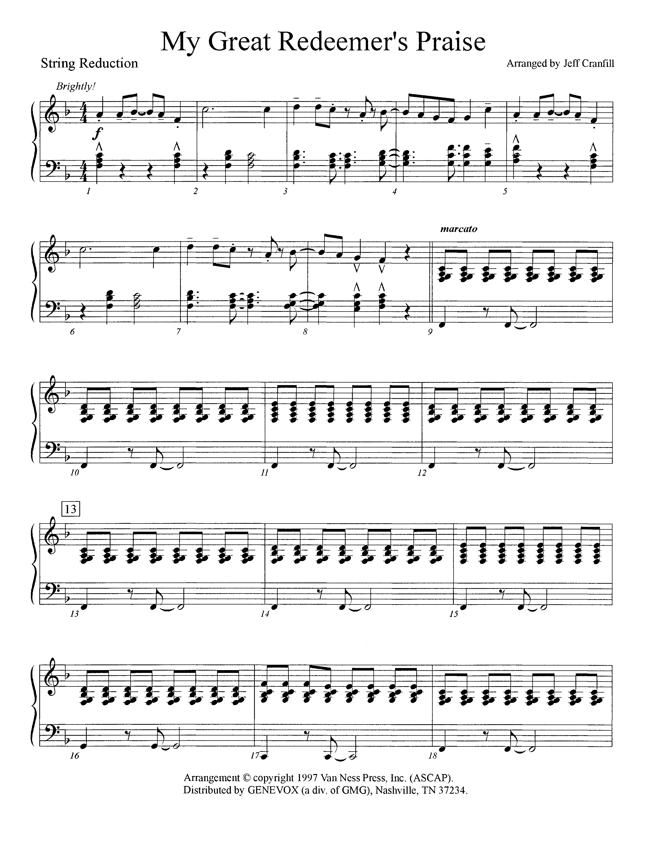 My Great Redeemer's Praise (Instrumental) String Reduction (Lifeway Worship / Arr. Jeff Cranfill)