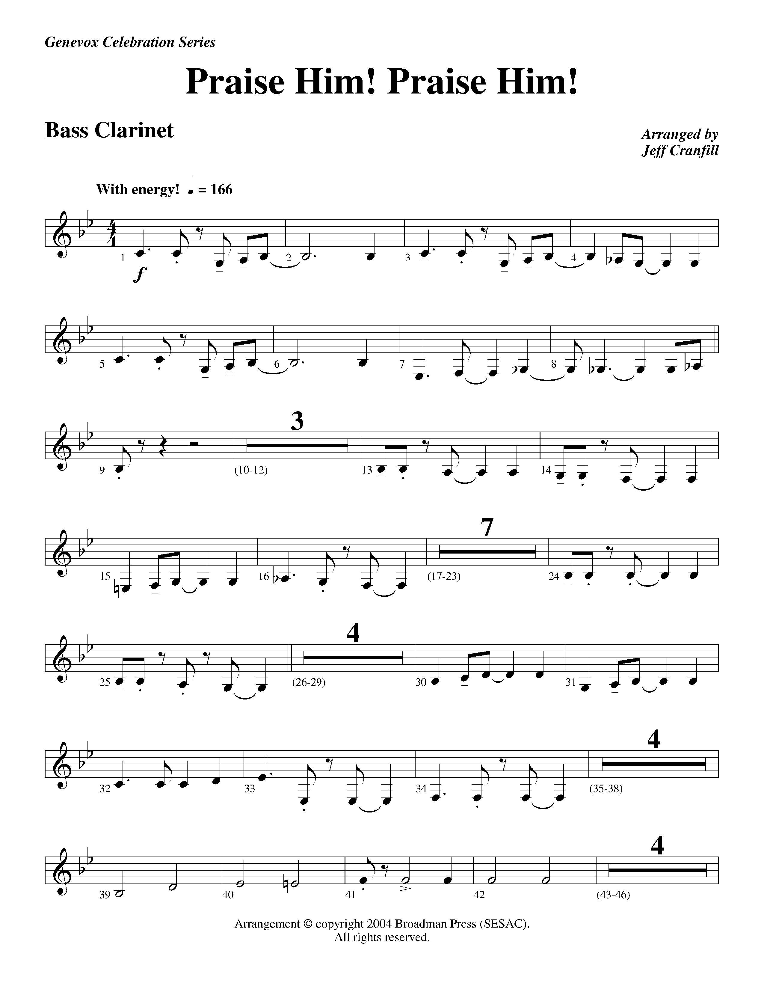 Praise Him Praise Him (Instrumental) Bass Clarinet (Lifeway Worship / Arr. Jeff Cranfill)