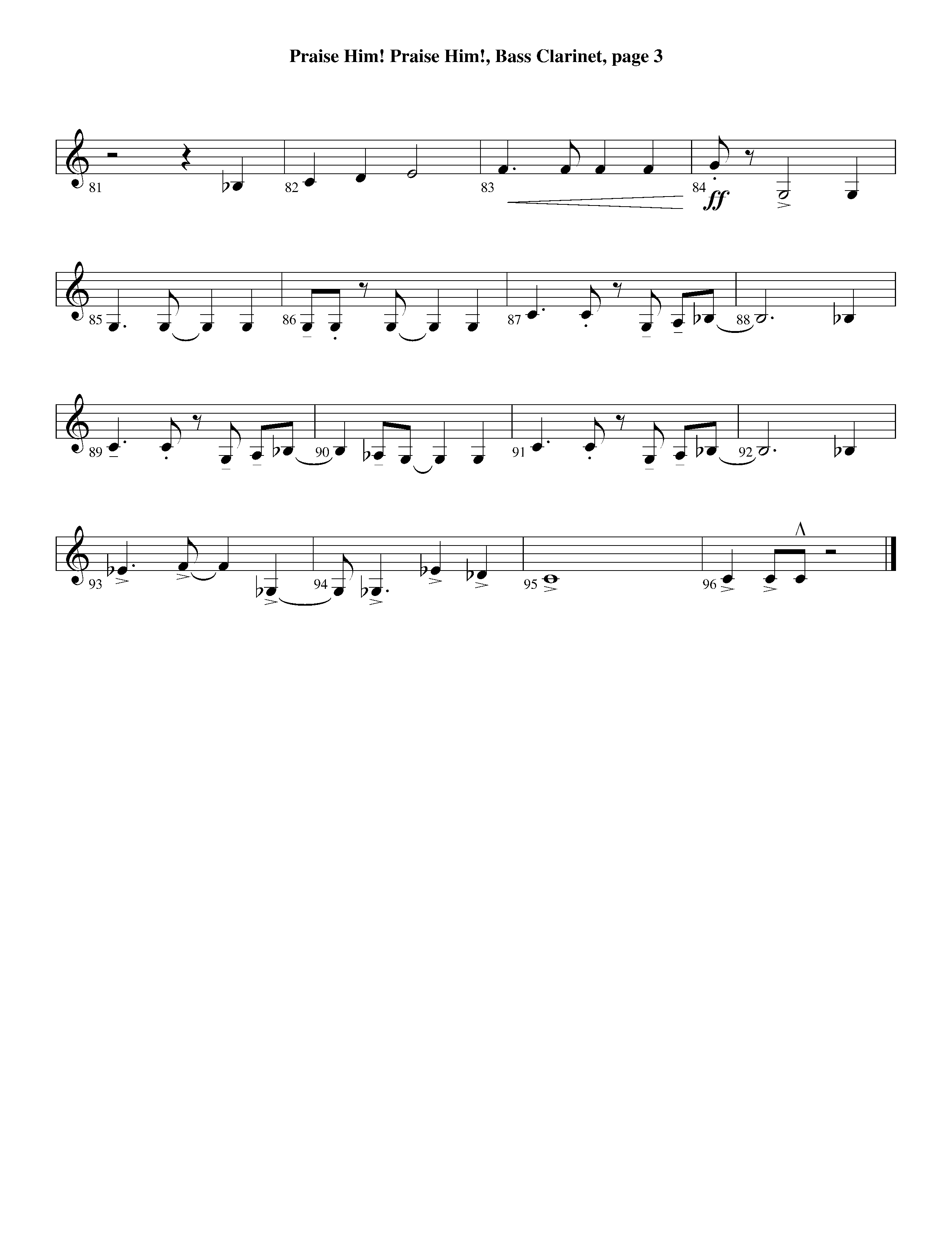 Praise Him Praise Him (Instrumental) Bass Clarinet (Lifeway Worship / Arr. Jeff Cranfill)