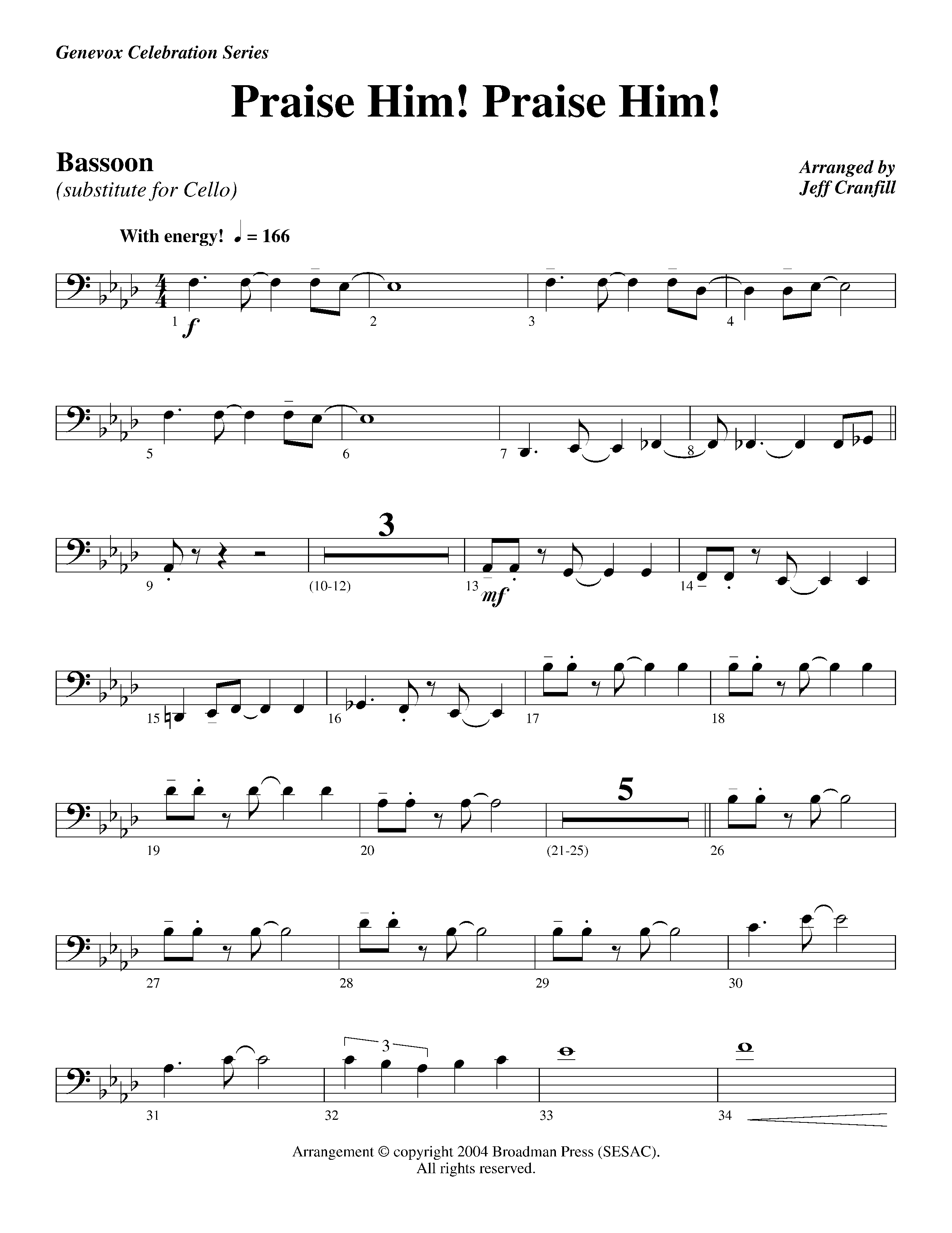 Praise Him Praise Him (Instrumental) Bassoon (Lifeway Worship / Arr. Jeff Cranfill)