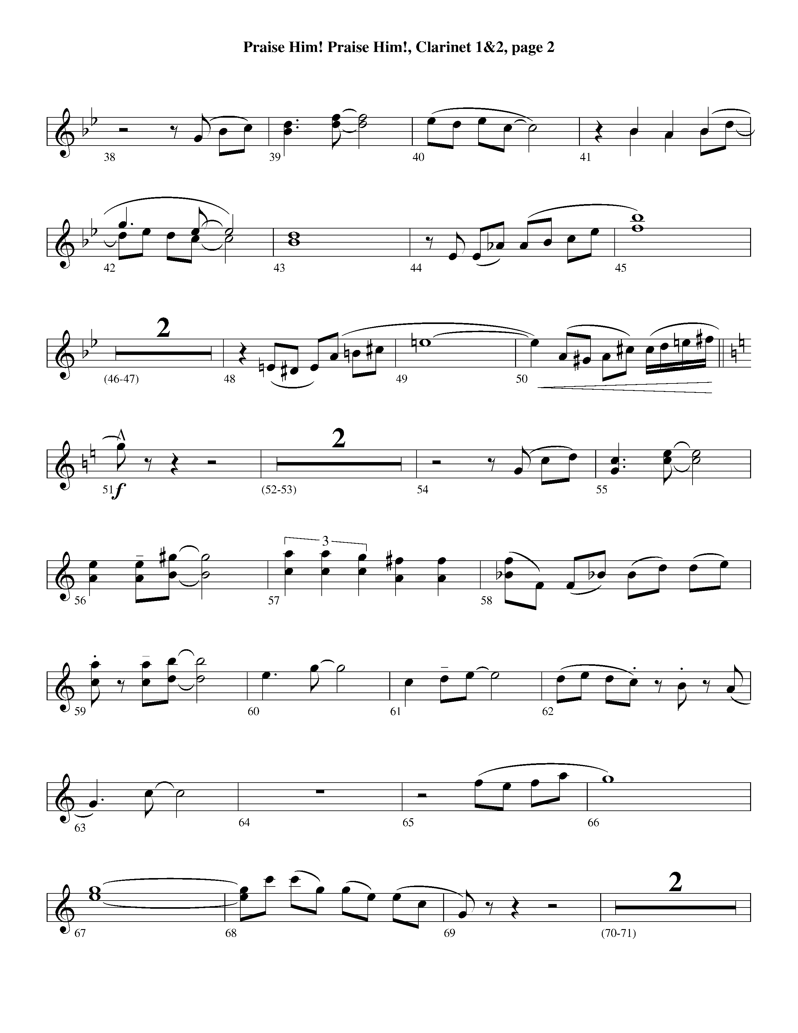 Praise Him Praise Him (Instrumental) Clarinet 1/2 (Lifeway Worship / Arr. Jeff Cranfill)