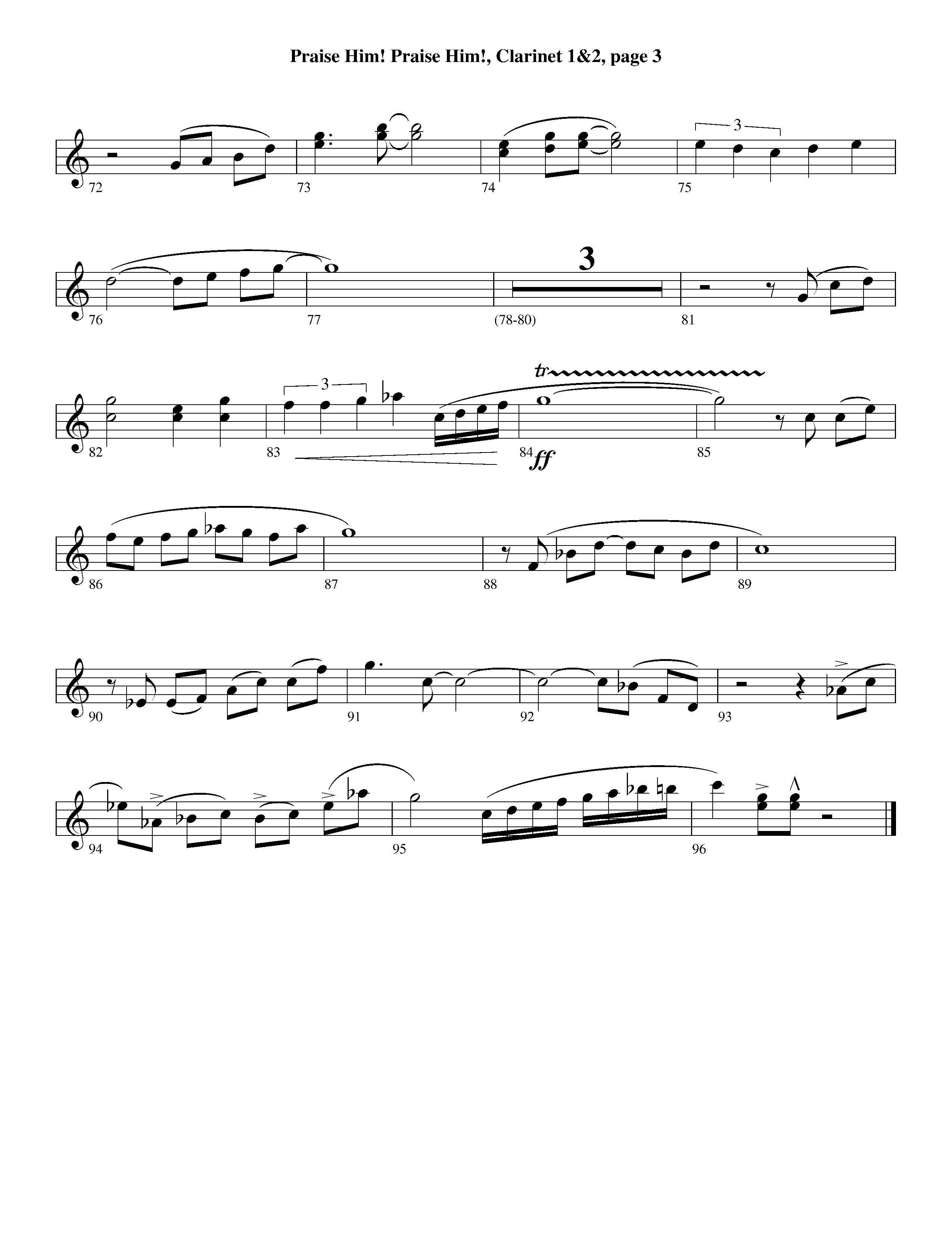 Praise Him Praise Him (Instrumental) Clarinet 1/2 (Lifeway Worship / Arr. Jeff Cranfill)