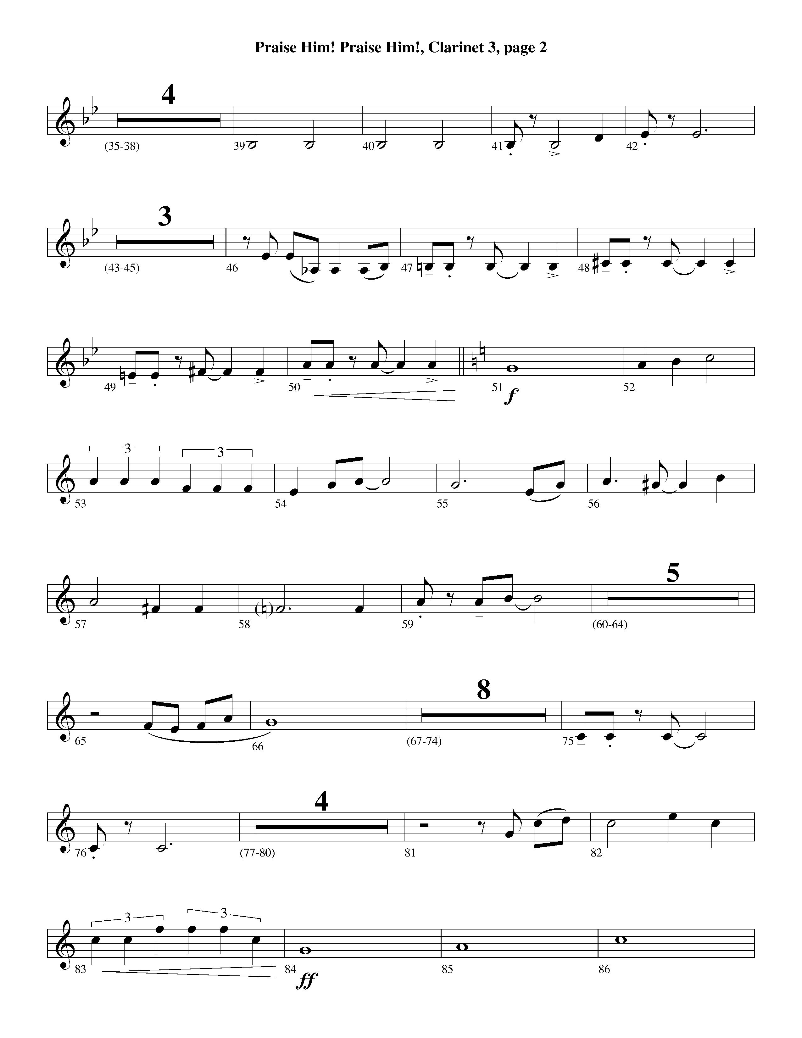 Praise Him Praise Him (Instrumental) Clarinet 3 (Lifeway Worship / Arr. Jeff Cranfill)