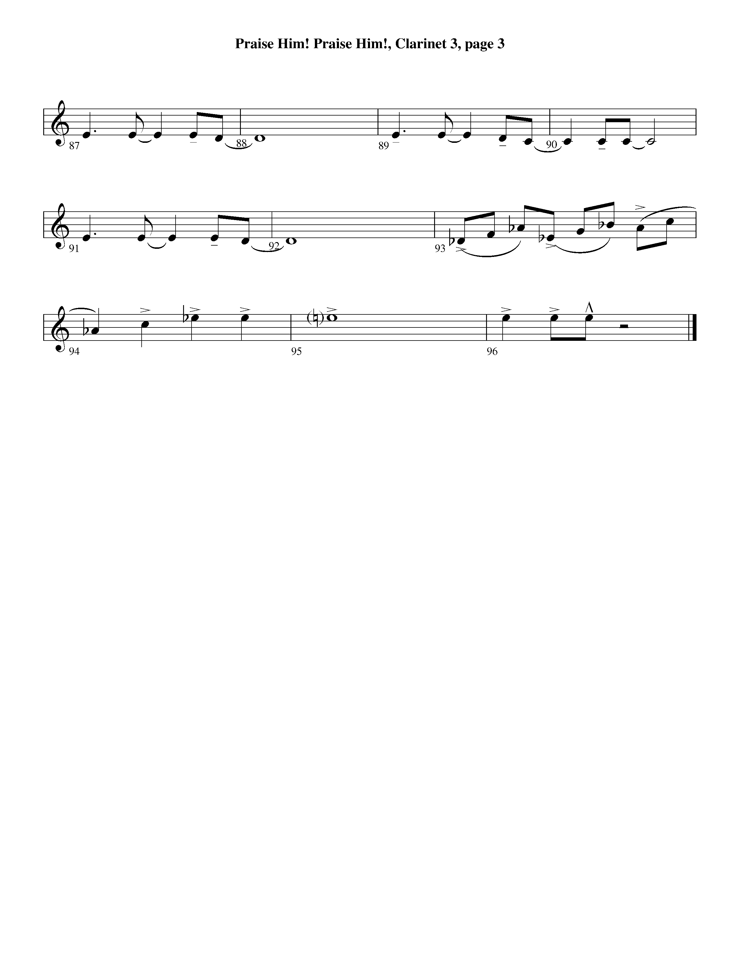 Praise Him Praise Him (Instrumental) Clarinet 3 (Lifeway Worship / Arr. Jeff Cranfill)