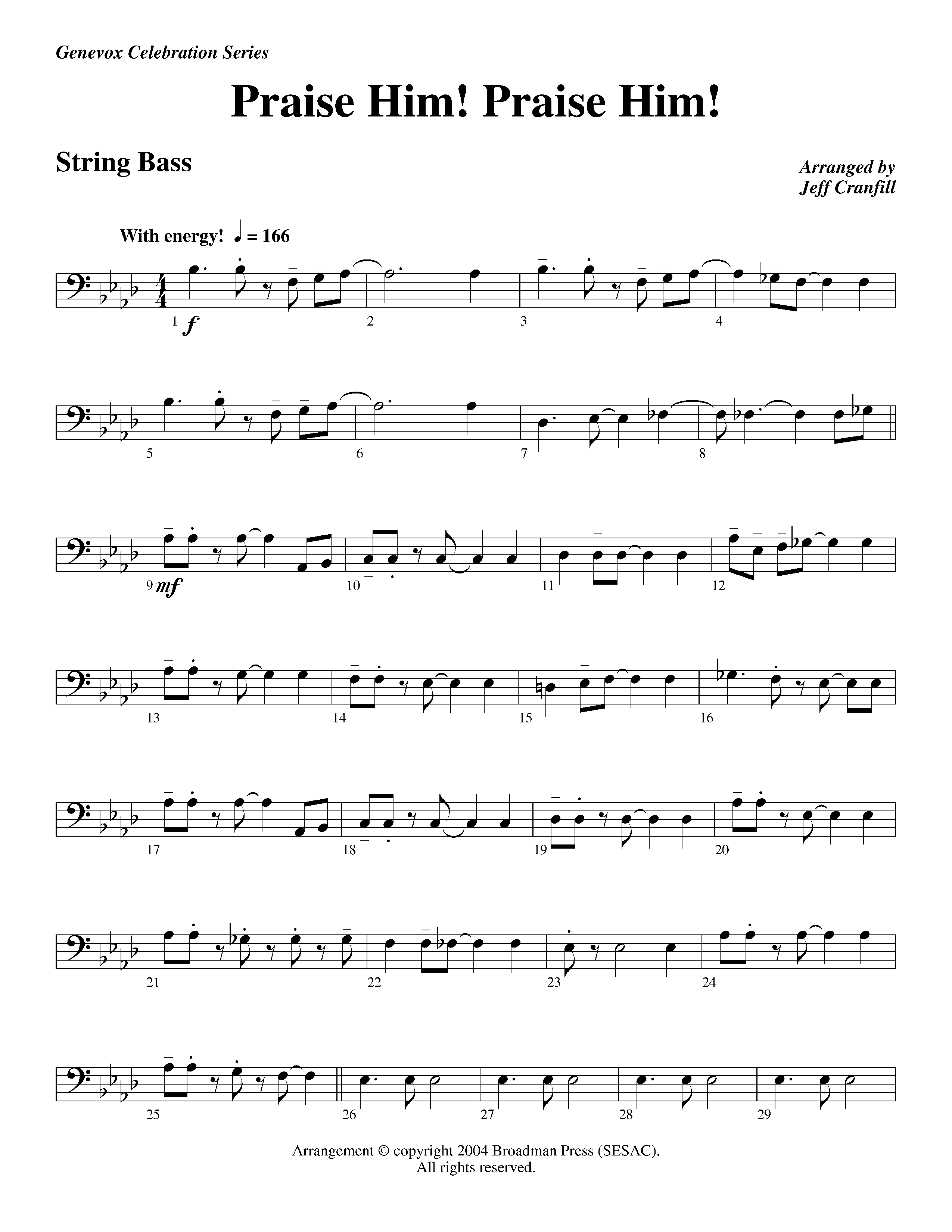 Praise Him Praise Him (Instrumental) Double Bass (Lifeway Worship / Arr. Jeff Cranfill)