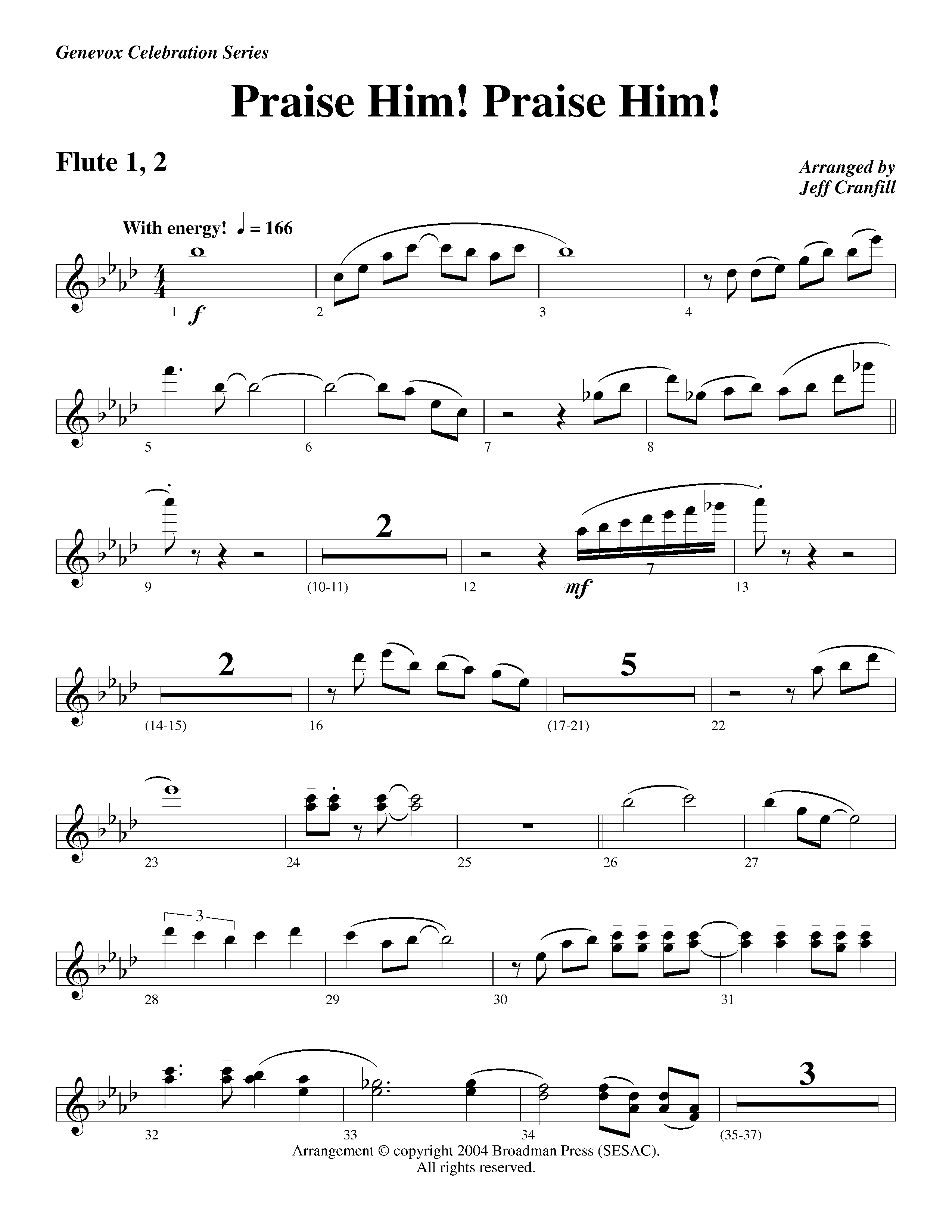 Praise Him Praise Him (Instrumental) Flute 1/2 (Lifeway Worship / Arr. Jeff Cranfill)