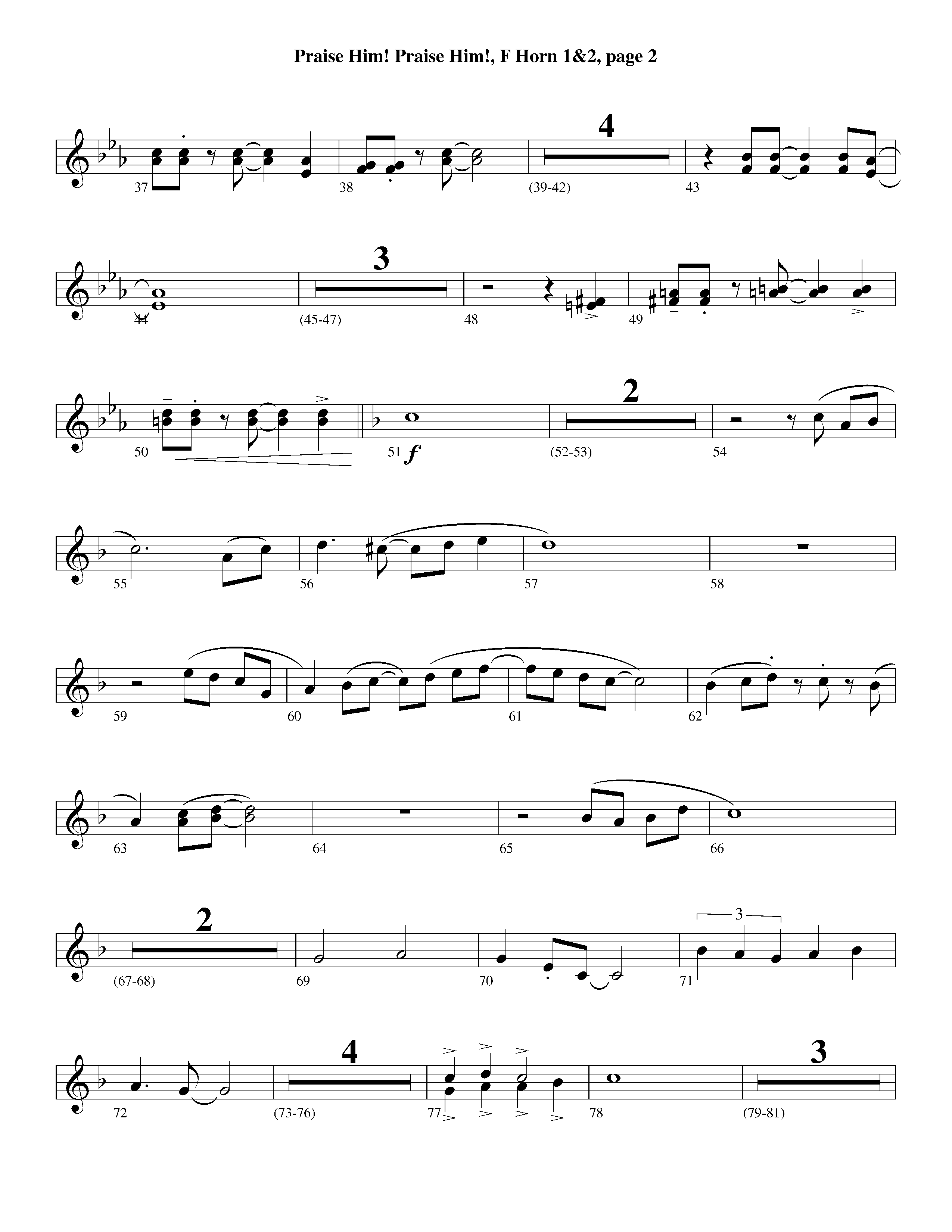 Praise Him Praise Him (Instrumental) French Horn 1/2 (Lifeway Worship / Arr. Jeff Cranfill)