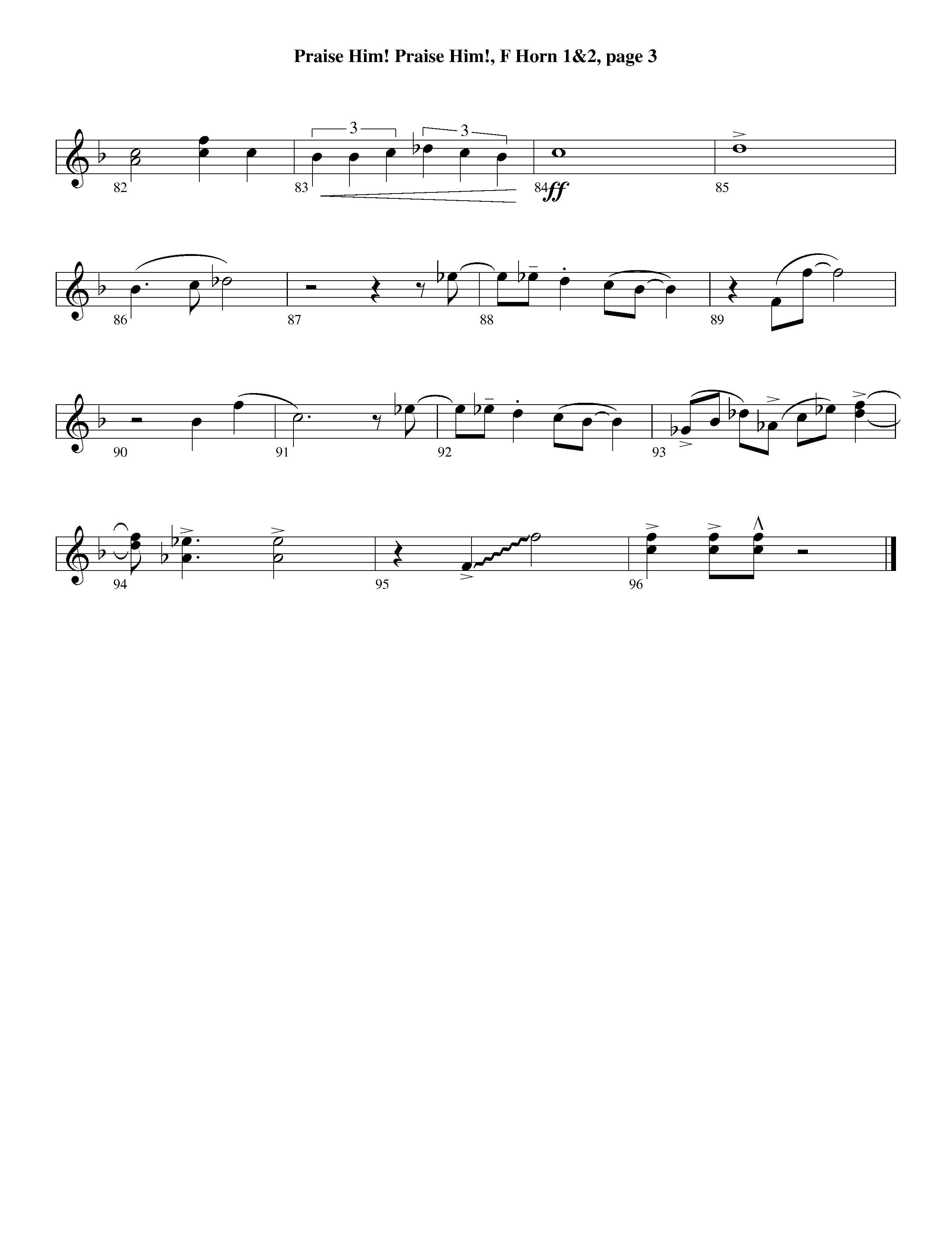 Praise Him Praise Him (Instrumental) French Horn 1/2 (Lifeway Worship / Arr. Jeff Cranfill)