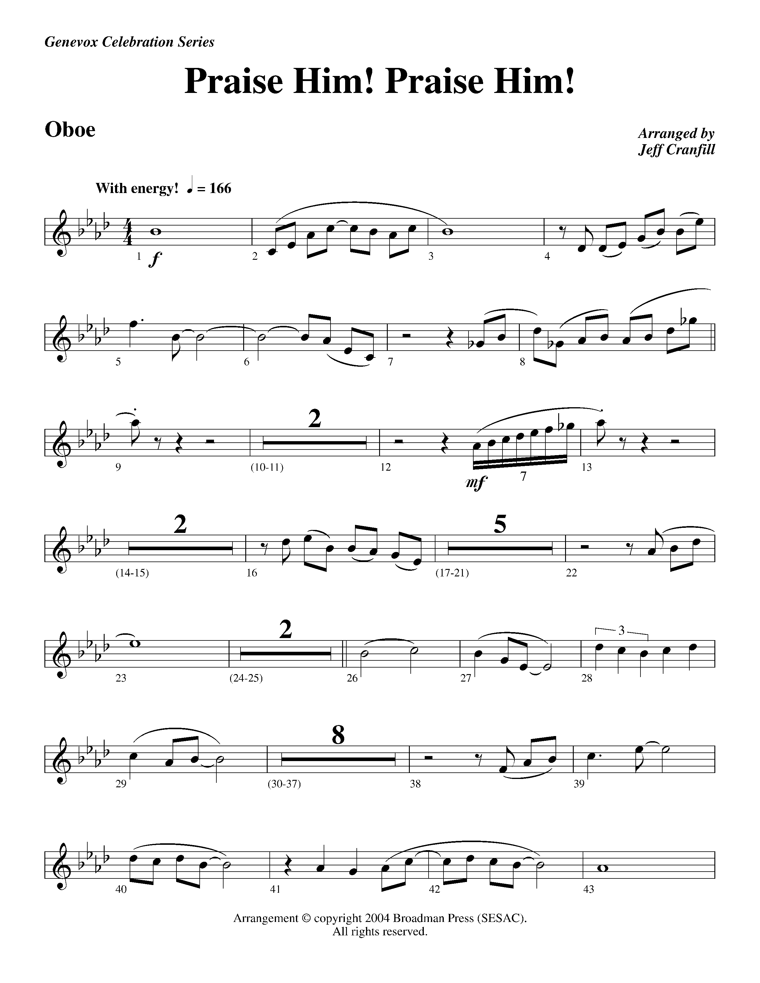 Praise Him Praise Him (Instrumental) Oboe (Lifeway Worship / Arr. Jeff Cranfill)