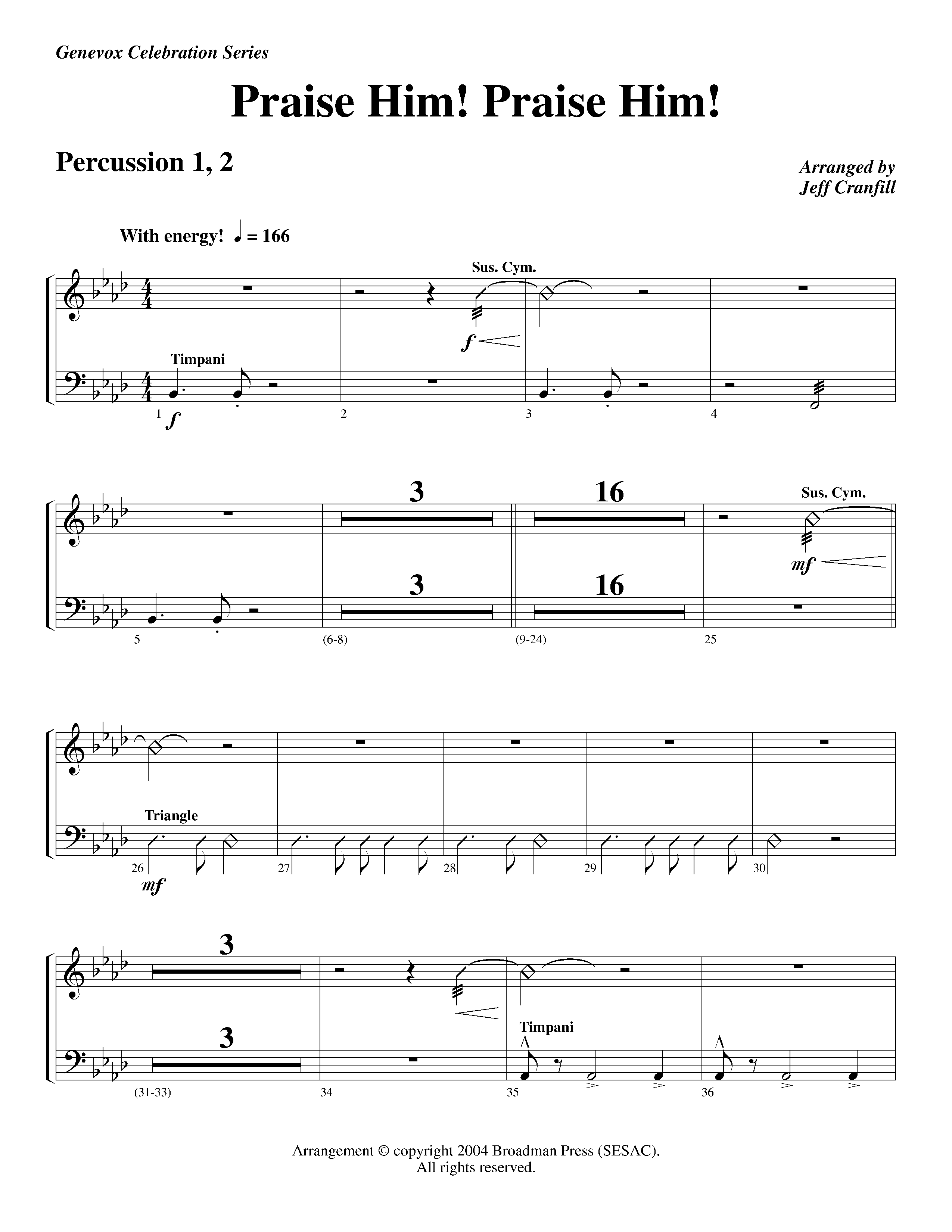 Praise Him Praise Him (Instrumental) Percussion 1/2 (Lifeway Worship / Arr. Jeff Cranfill)
