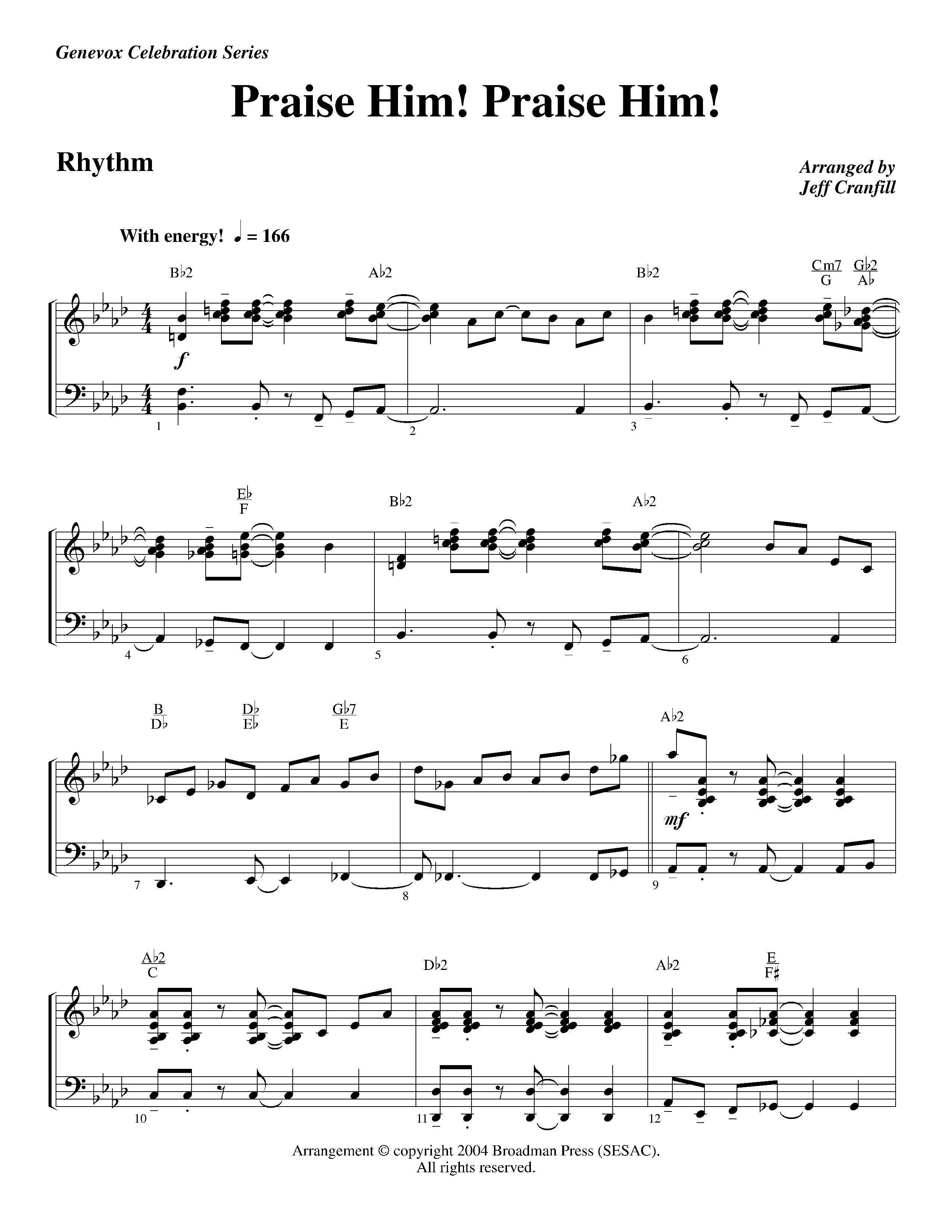 Praise Him Praise Him (Instrumental) Rhythm Chart (Lifeway Worship / Arr. Jeff Cranfill)
