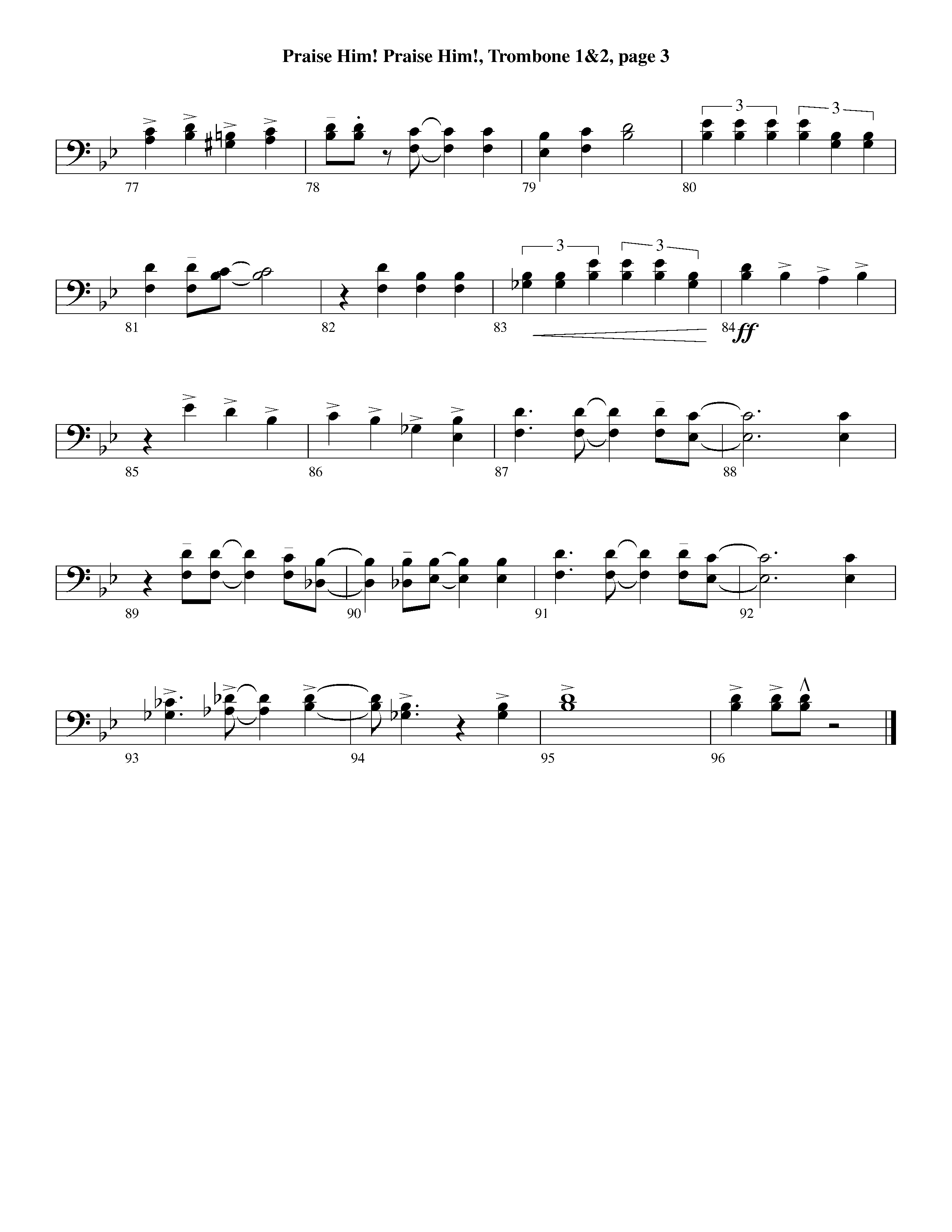 Praise Him Praise Him (Instrumental) Trombone 1/2 (Lifeway Worship / Arr. Jeff Cranfill)