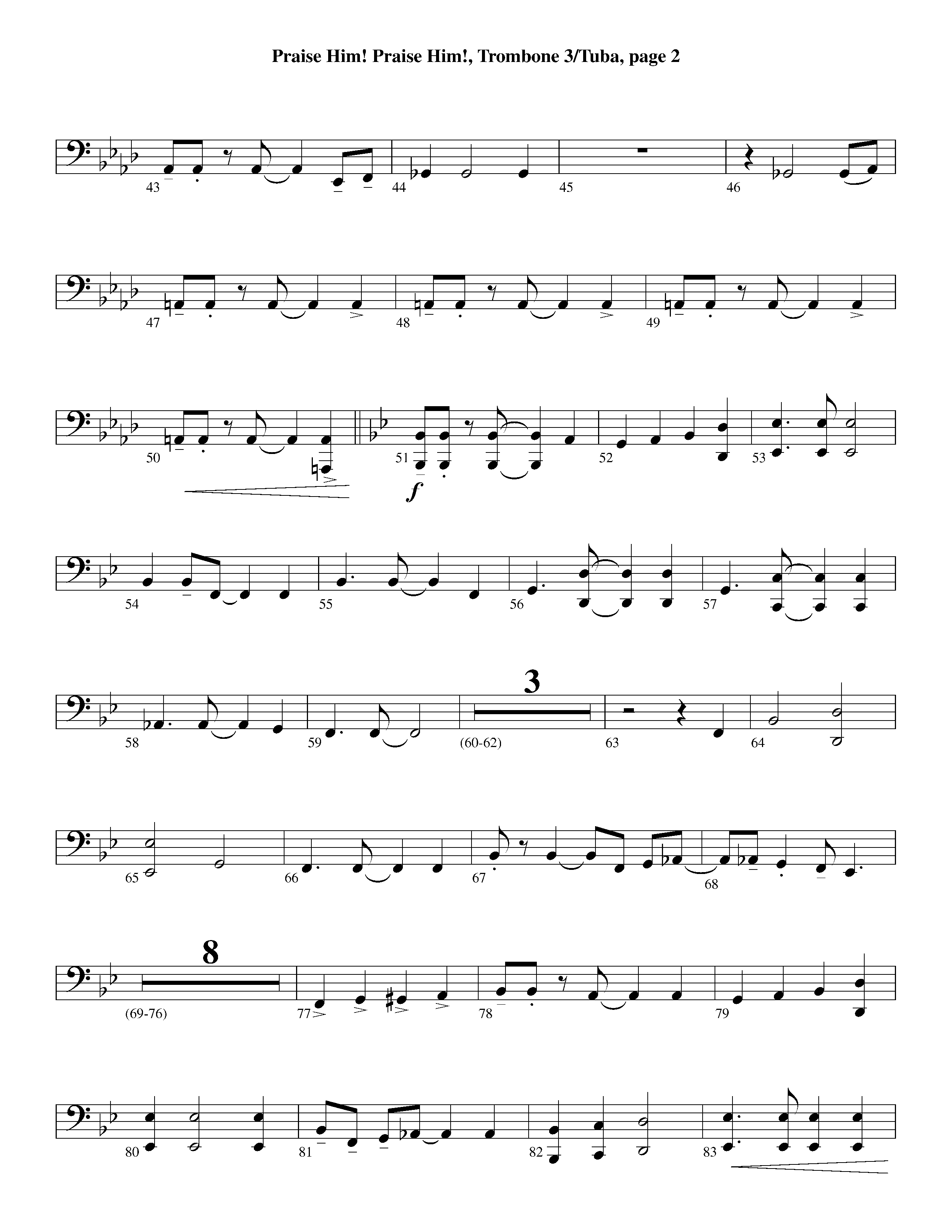 Praise Him Praise Him (Instrumental) Trombone 3/Tuba (Lifeway Worship / Arr. Jeff Cranfill)