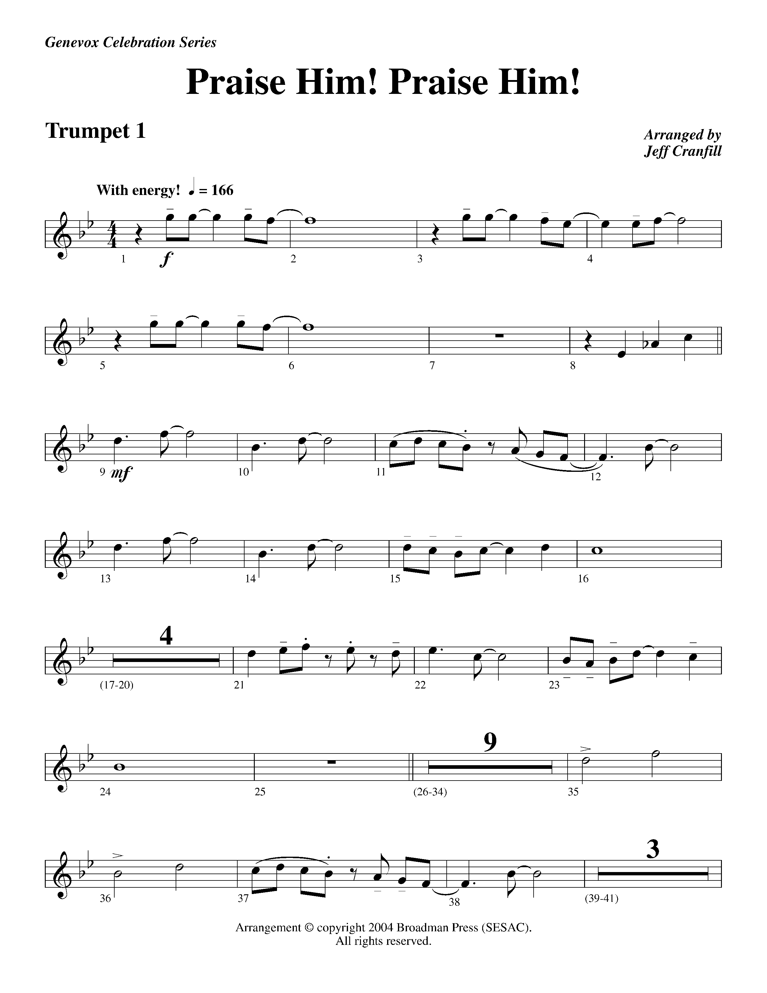 Praise Him Praise Him (Instrumental) Trumpet 1 (Lifeway Worship / Arr. Jeff Cranfill)