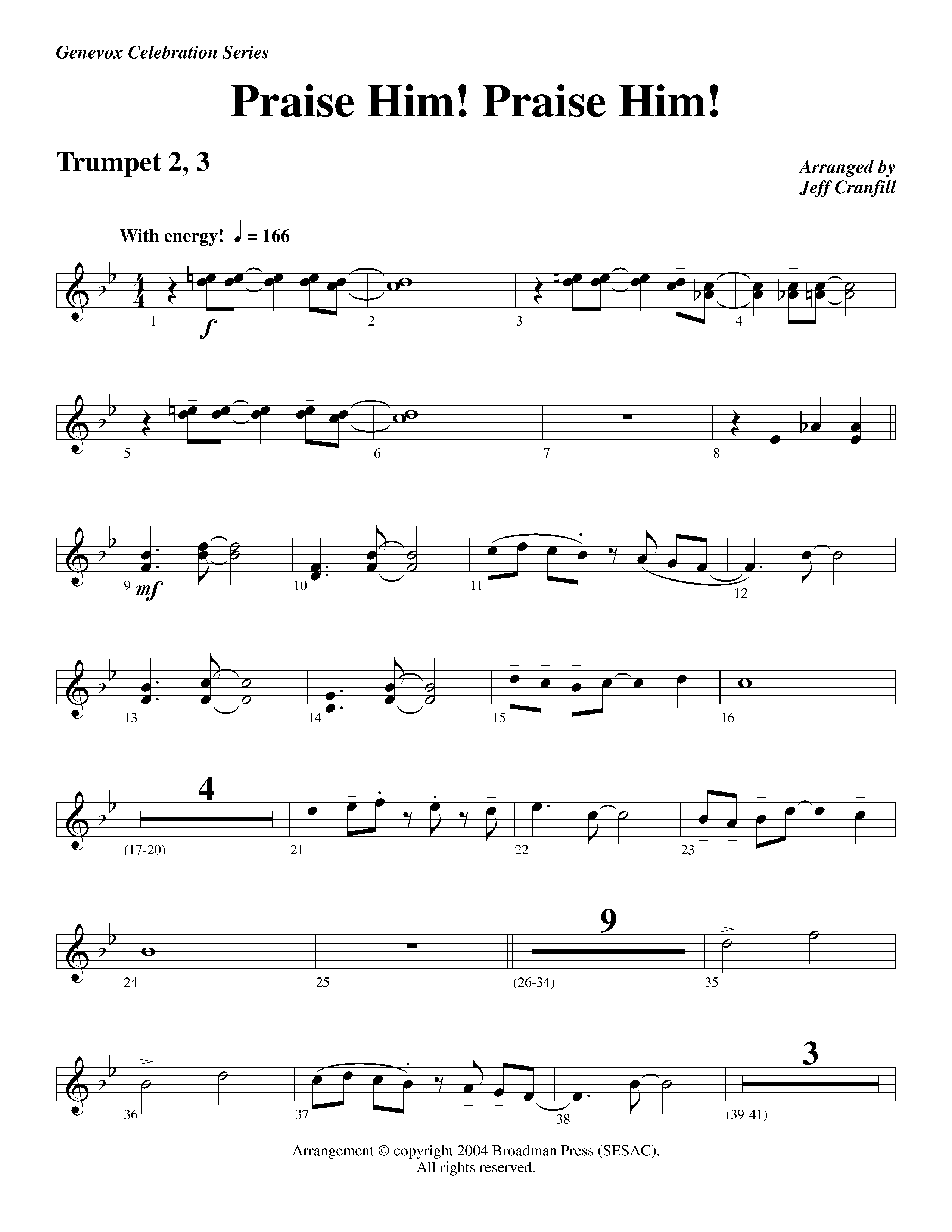 Praise Him Praise Him (Instrumental) Trumpet 2/3 (Lifeway Worship / Arr. Jeff Cranfill)