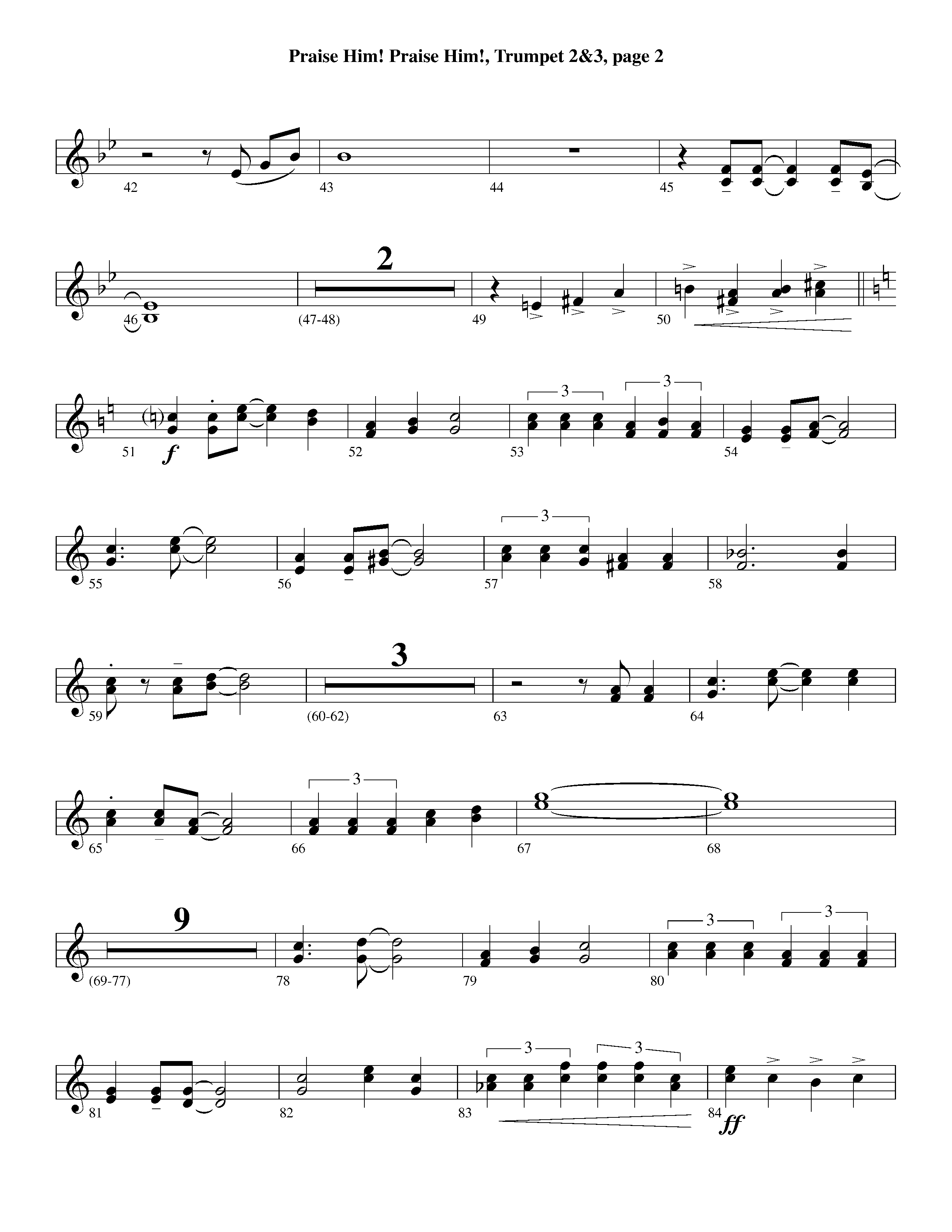 Praise Him Praise Him (Instrumental) Trumpet 2/3 (Lifeway Worship / Arr. Jeff Cranfill)