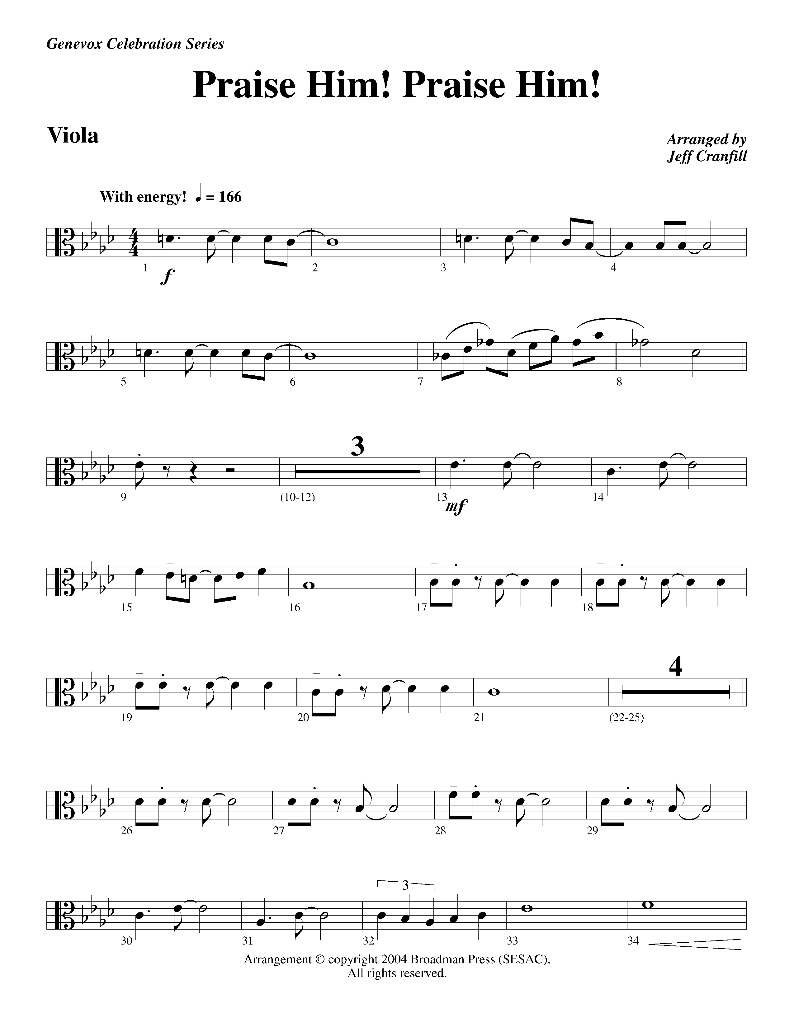 Praise Him Praise Him (Instrumental) Viola (Lifeway Worship / Arr. Jeff Cranfill)