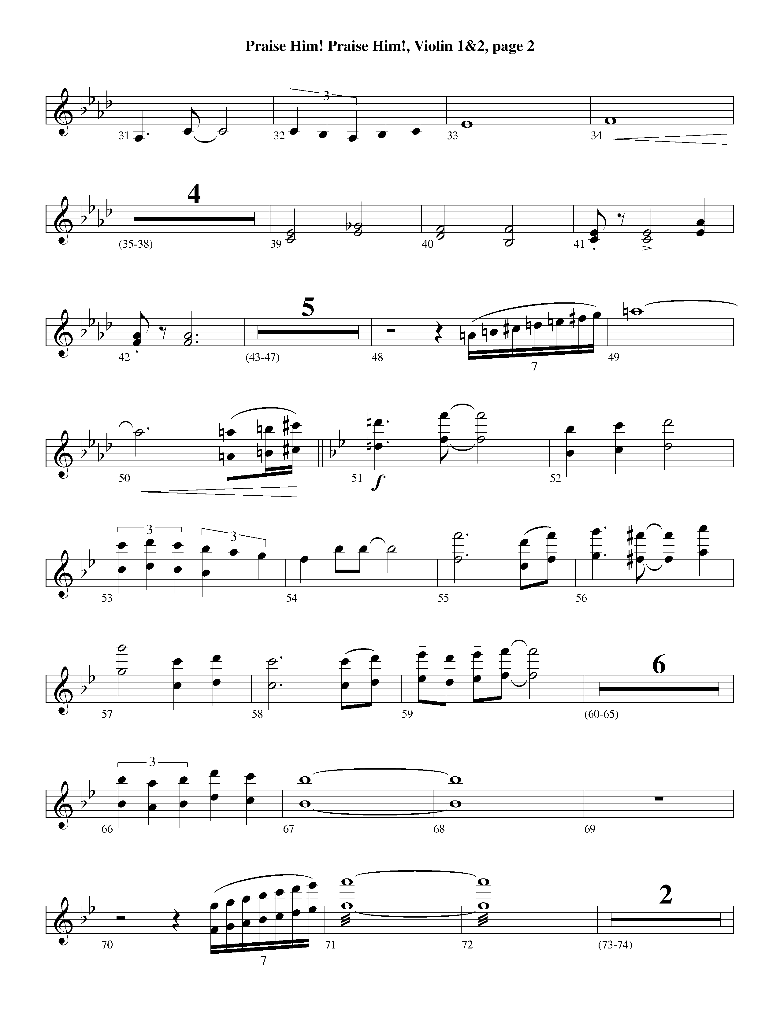 Praise Him Praise Him (Instrumental) Violin 1/2 (Lifeway Worship / Arr. Jeff Cranfill)