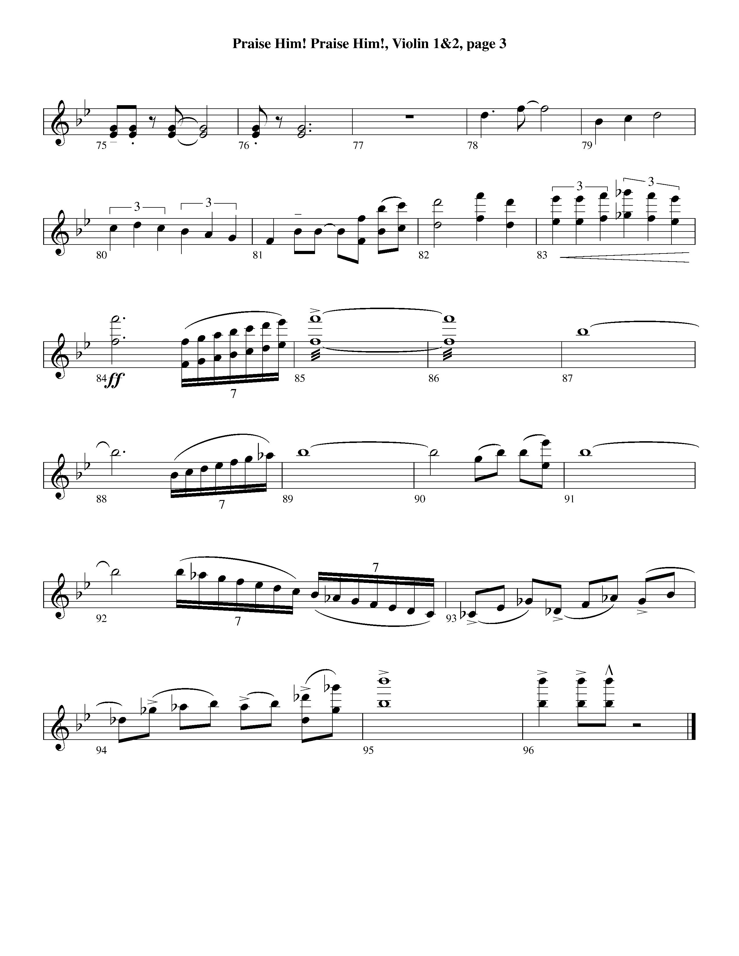 Praise Him Praise Him (Instrumental) Violin 1/2 (Lifeway Worship / Arr. Jeff Cranfill)