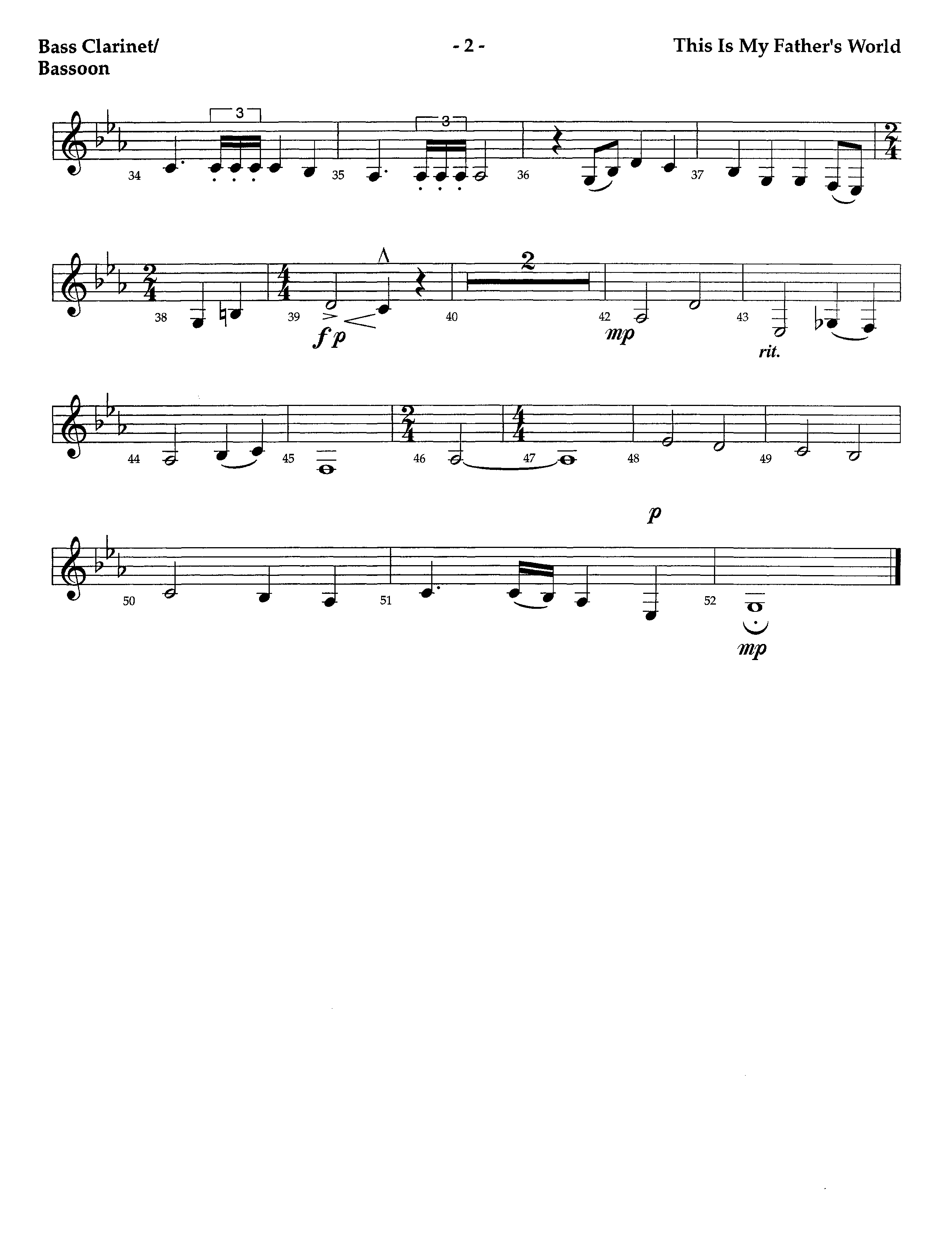This Is My Father's World (Instrumental) Bass Clarinet (Lifeway Worship / Arr. Jeff Anderson)