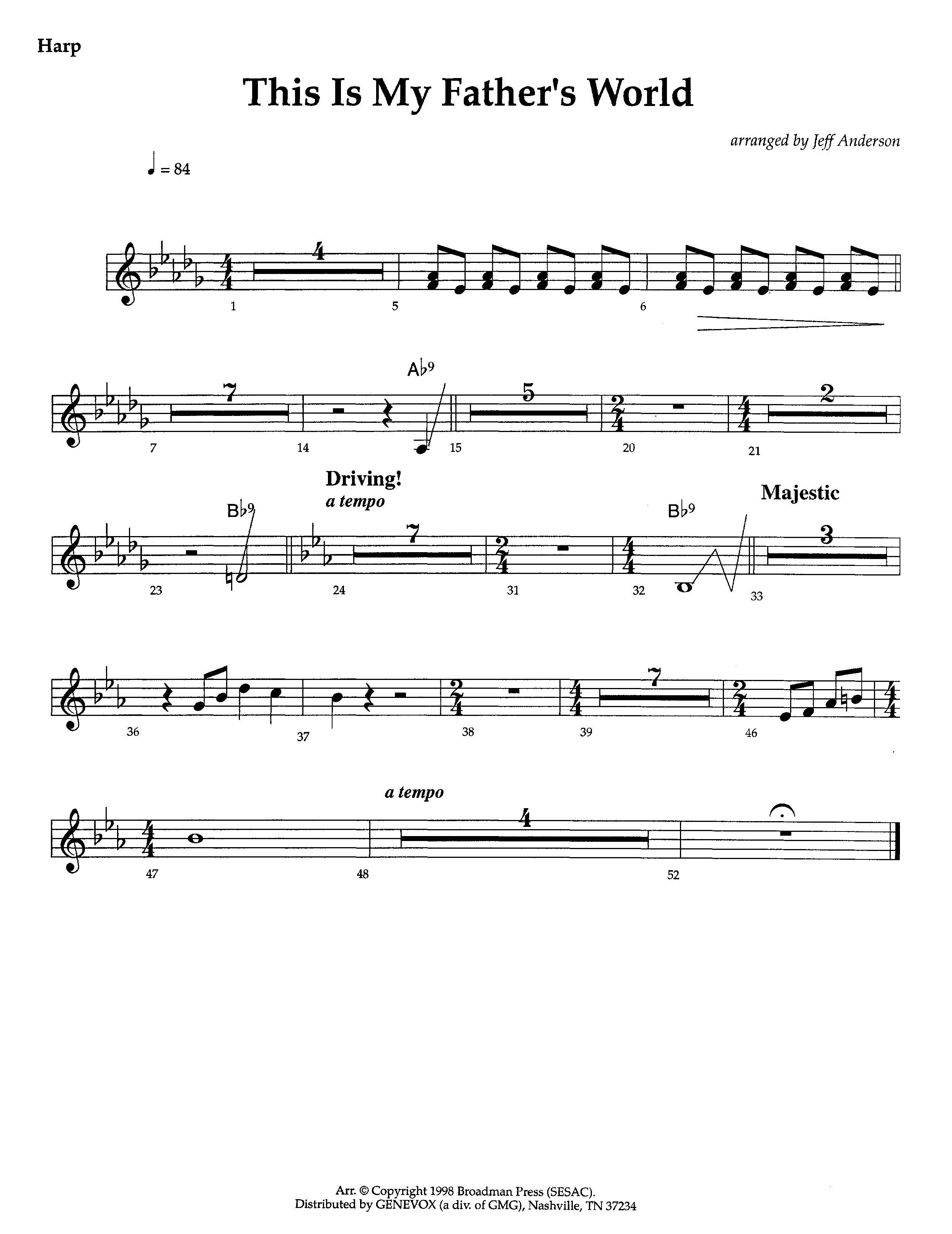 This Is My Father's World (Instrumental) Harp (Lifeway Worship / Arr. Jeff Anderson)