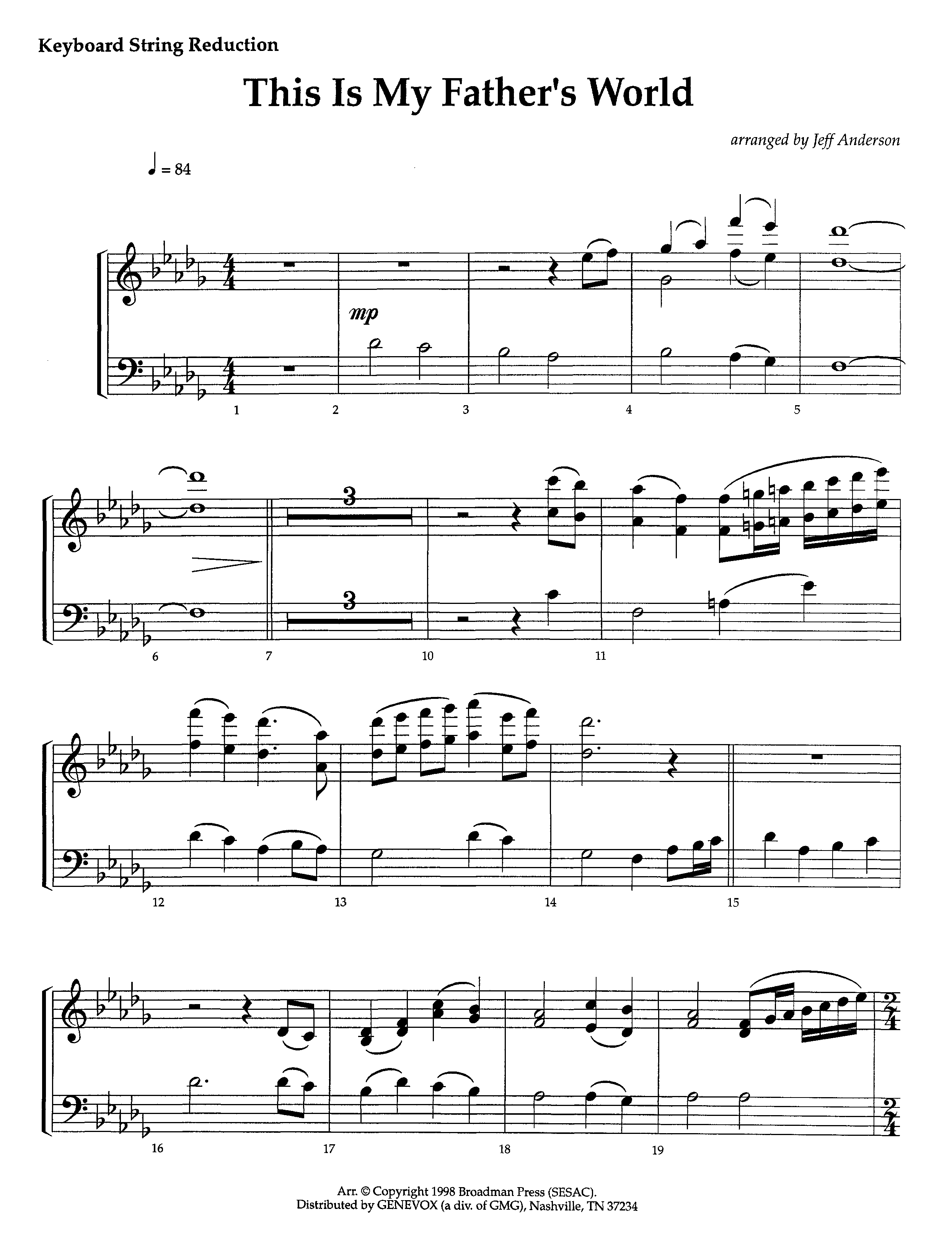 This Is My Father's World (Instrumental) String Reduction (Lifeway Worship / Arr. Jeff Anderson)