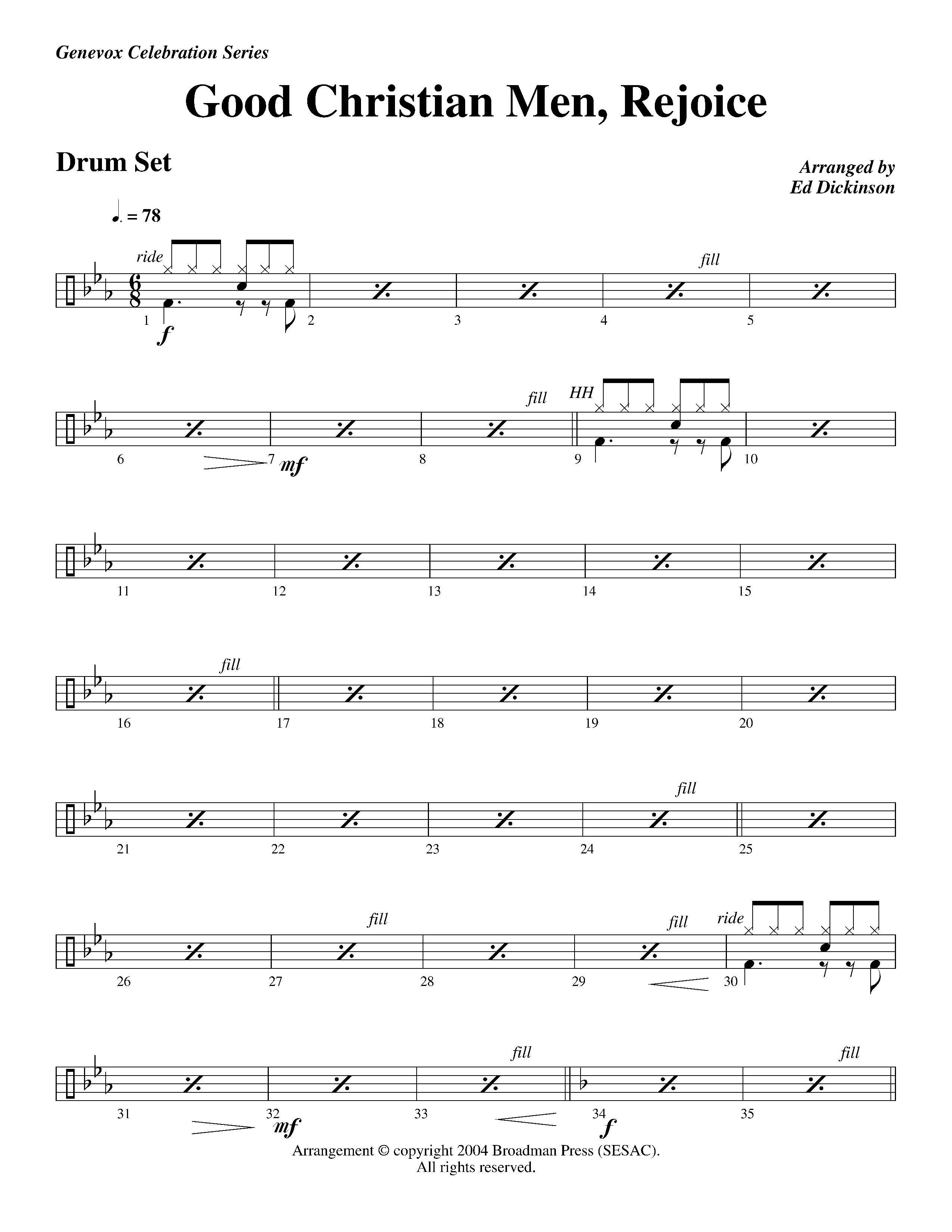Good Christian Men Rejoice (Instrumental) Drum Set (Lifeway Worship / Arr. Ed Dickinson)