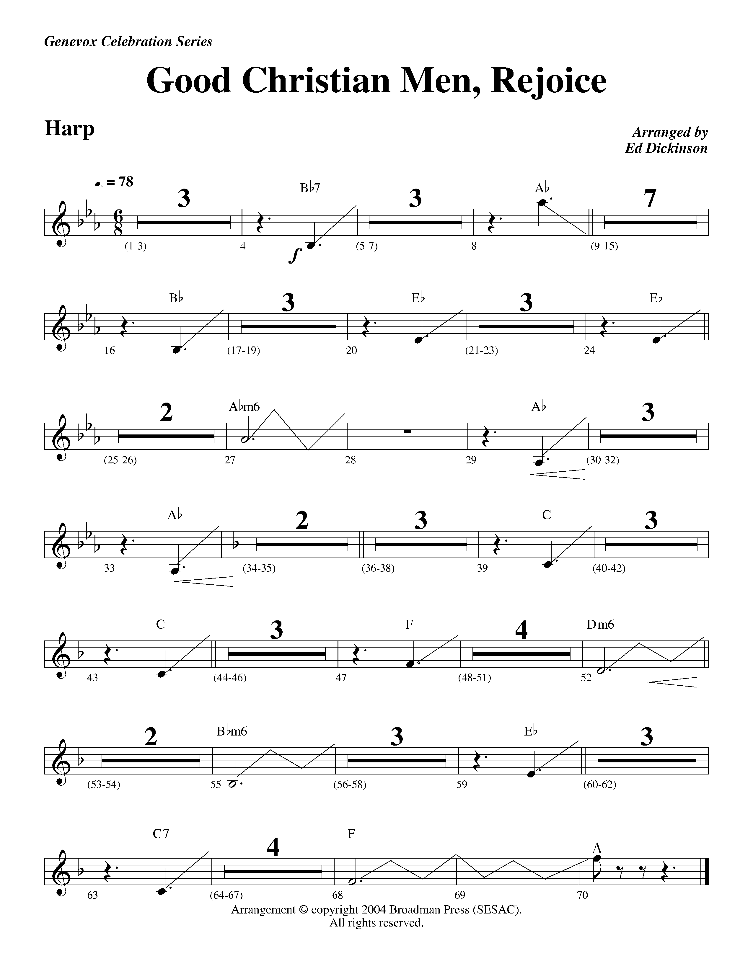 Good Christian Men Rejoice (Instrumental) Harp (Lifeway Worship / Arr. Ed Dickinson)