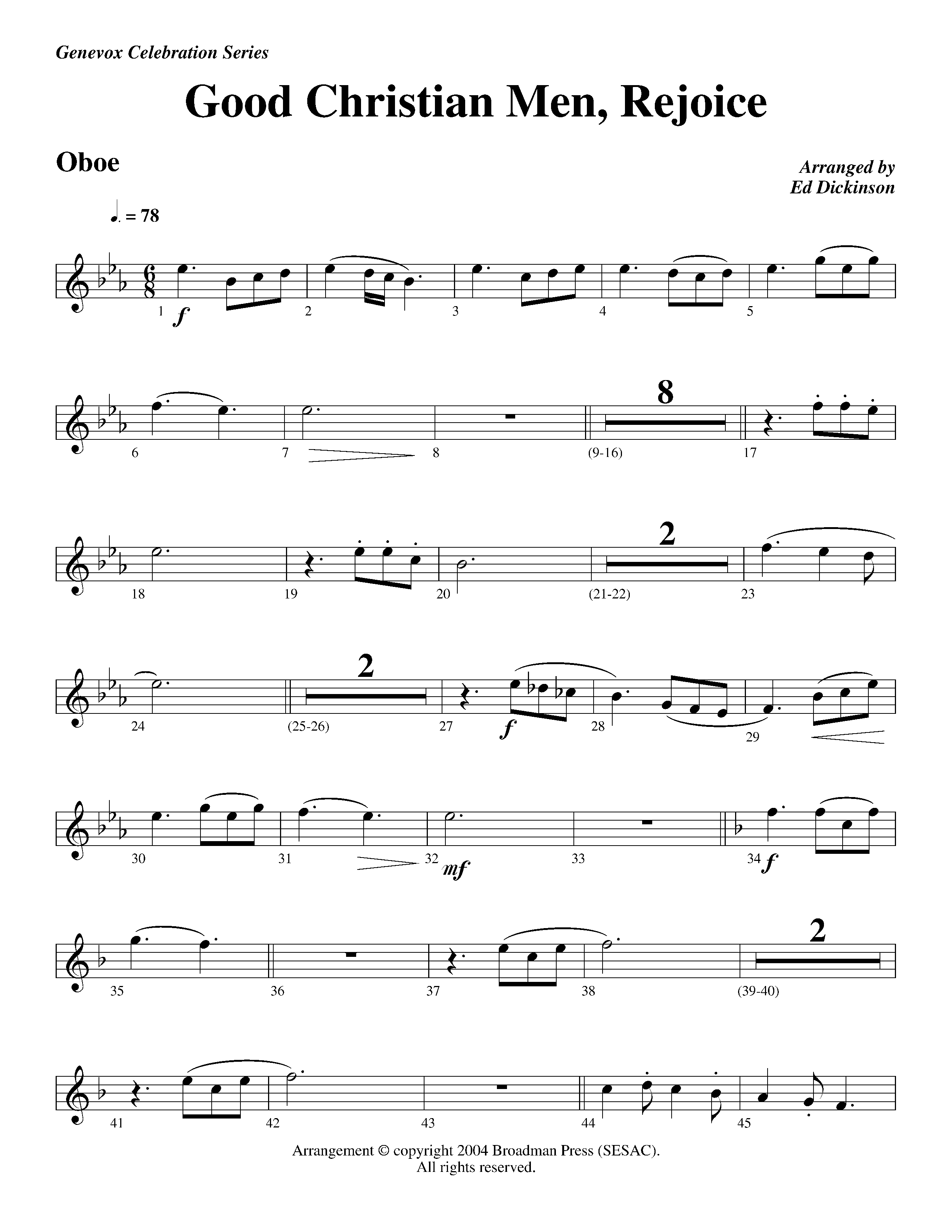 Good Christian Men Rejoice (Instrumental) Oboe (Lifeway Worship / Arr. Ed Dickinson)