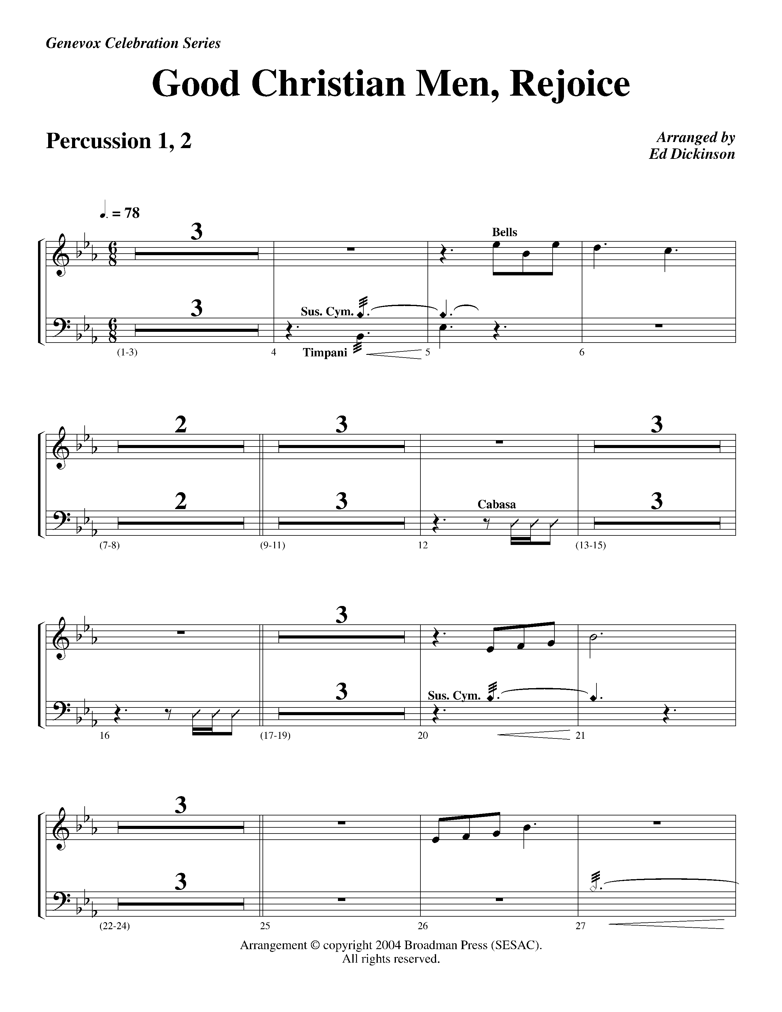 Good Christian Men Rejoice (Instrumental) Percussion 1/2 (Lifeway Worship / Arr. Ed Dickinson)