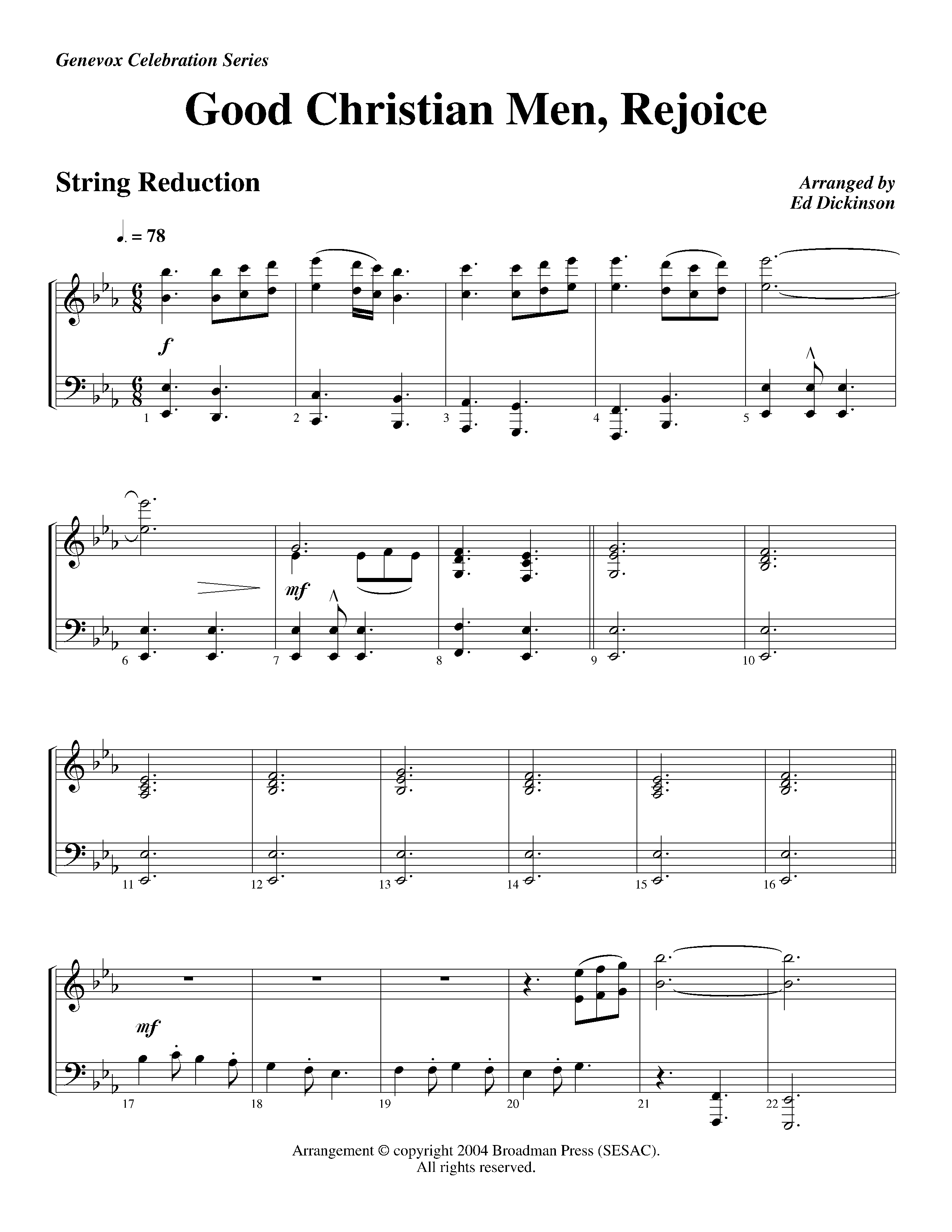 Good Christian Men Rejoice (Instrumental) String Reduction (Lifeway Worship / Arr. Ed Dickinson)