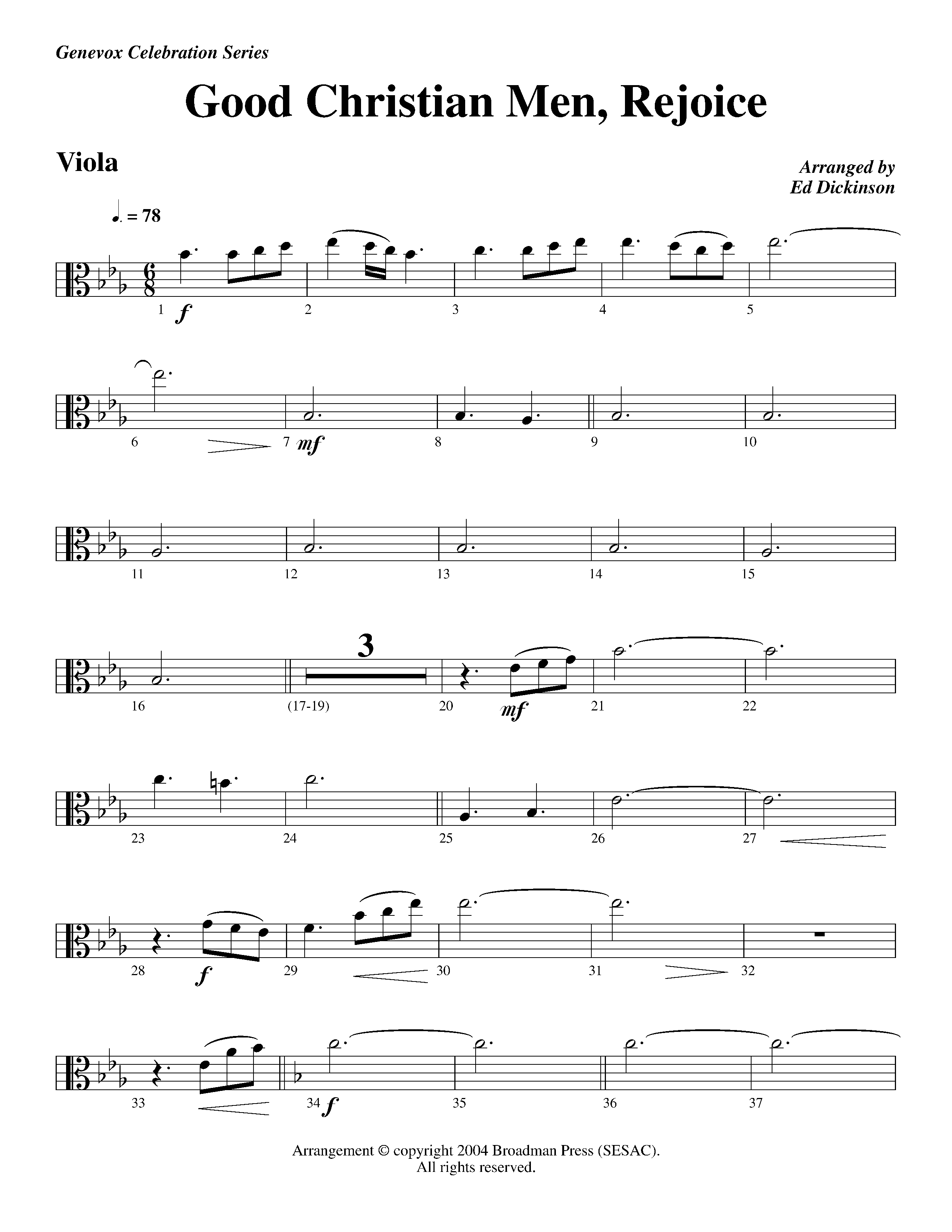 Good Christian Men Rejoice (Instrumental) Viola (Lifeway Worship / Arr. Ed Dickinson)