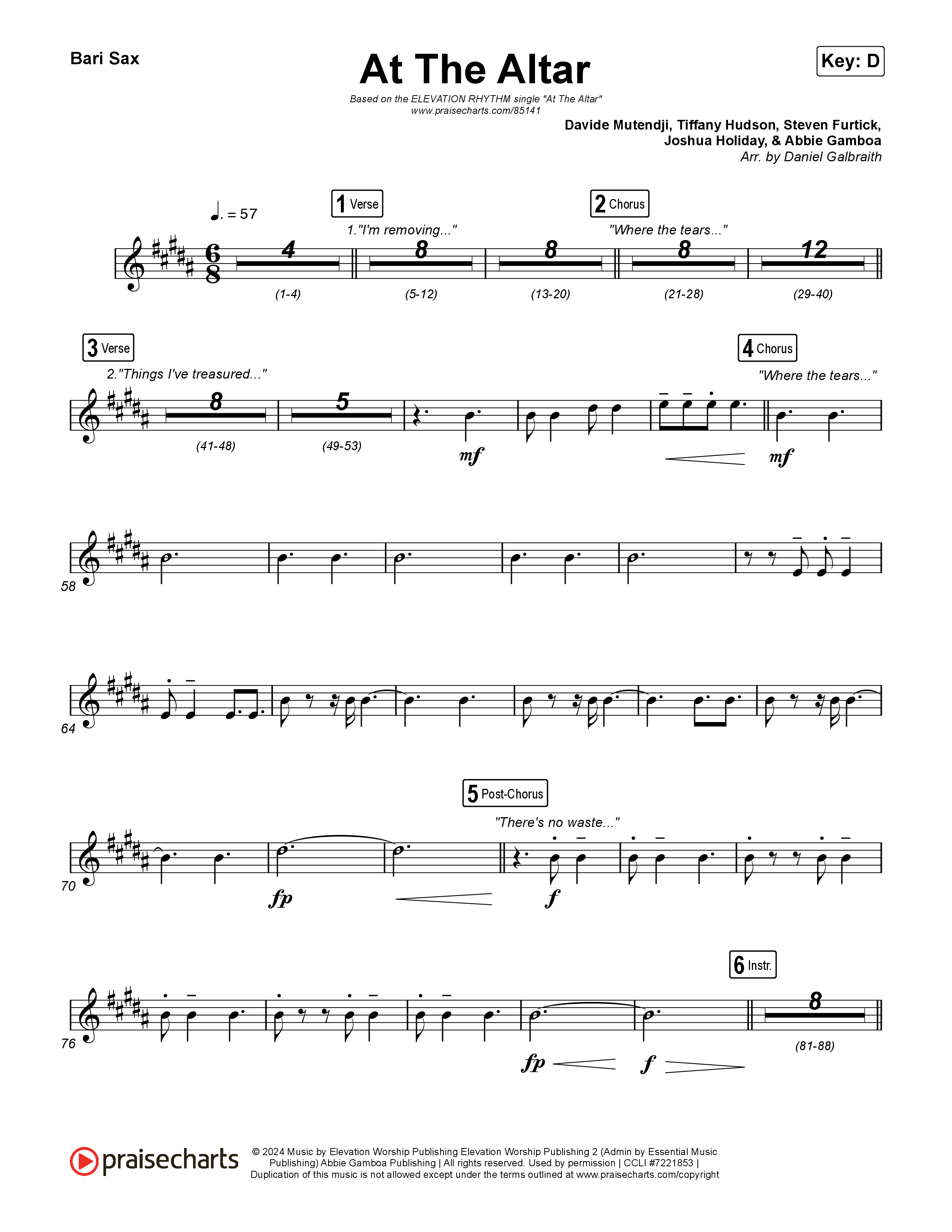 At The Altar Bari Sax (ELEVATION RHYTHM / Abbie Gamboa / Tiffany Hudson)