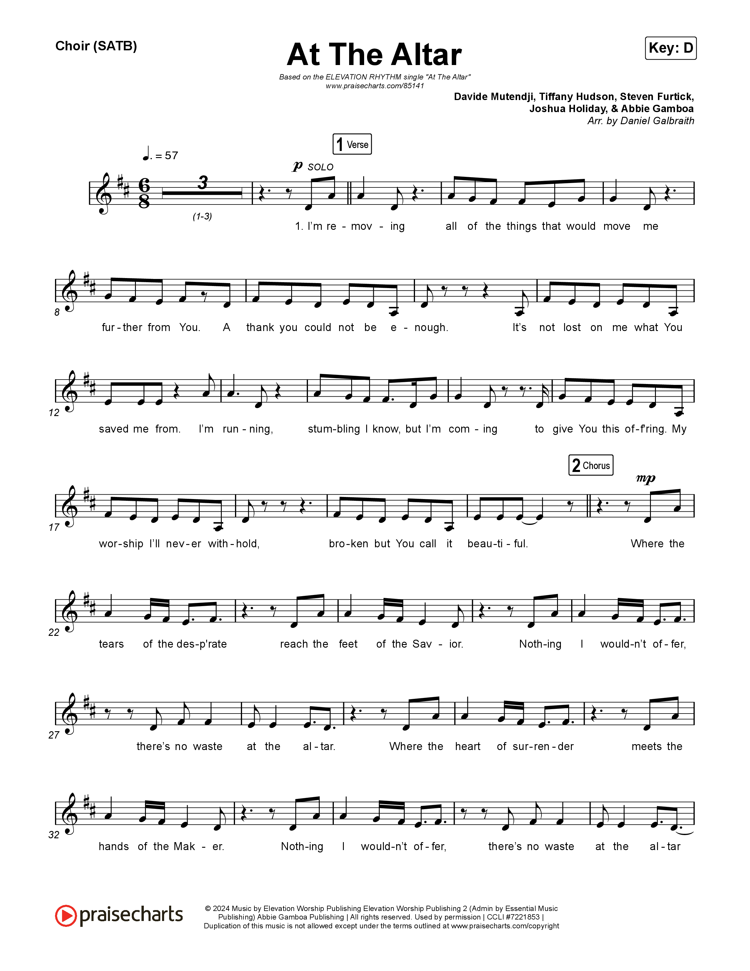 At The Altar Choir Sheet (SATB) (ELEVATION RHYTHM / Abbie Gamboa / Tiffany Hudson)