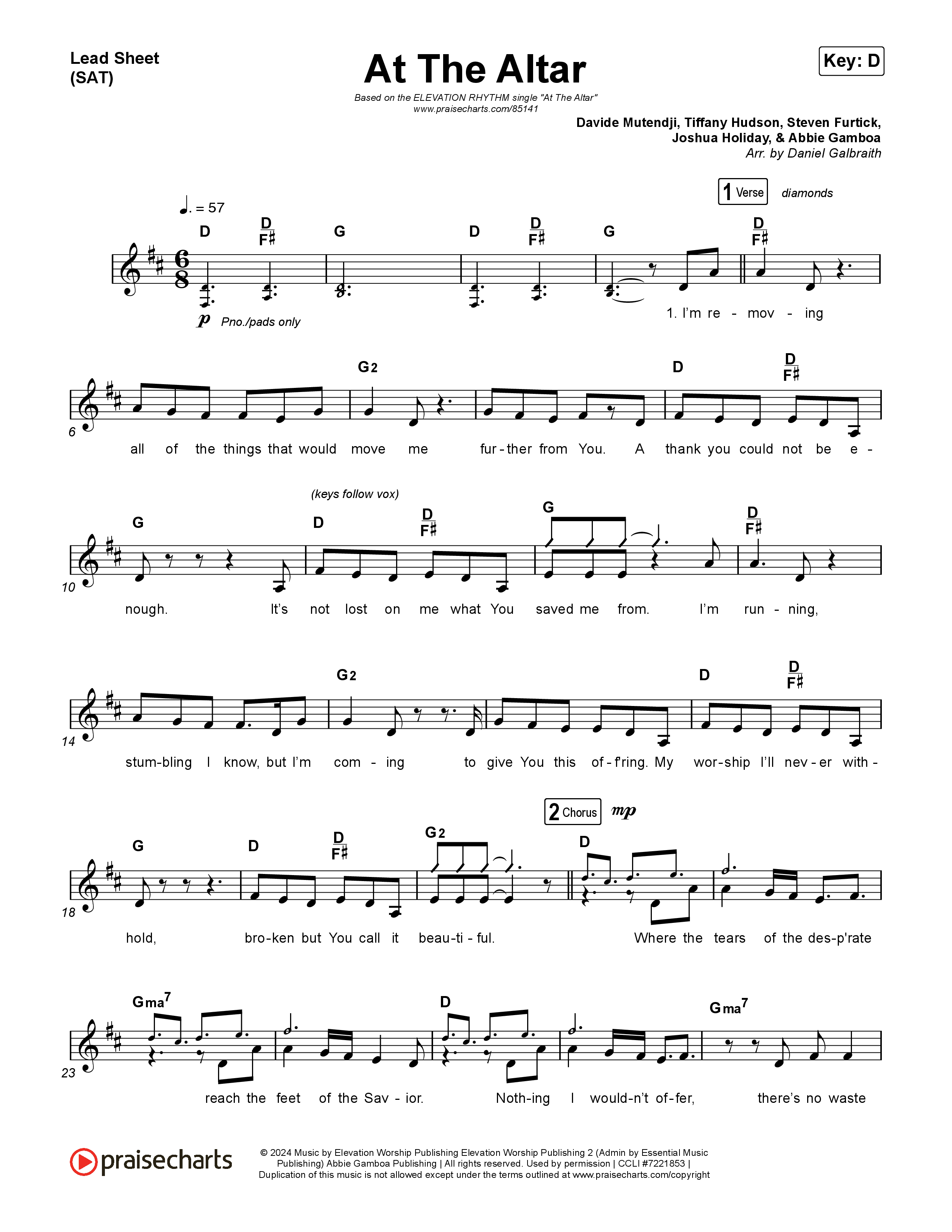 At The Altar Lead Sheet (SAT) (ELEVATION RHYTHM / Abbie Gamboa / Tiffany Hudson)