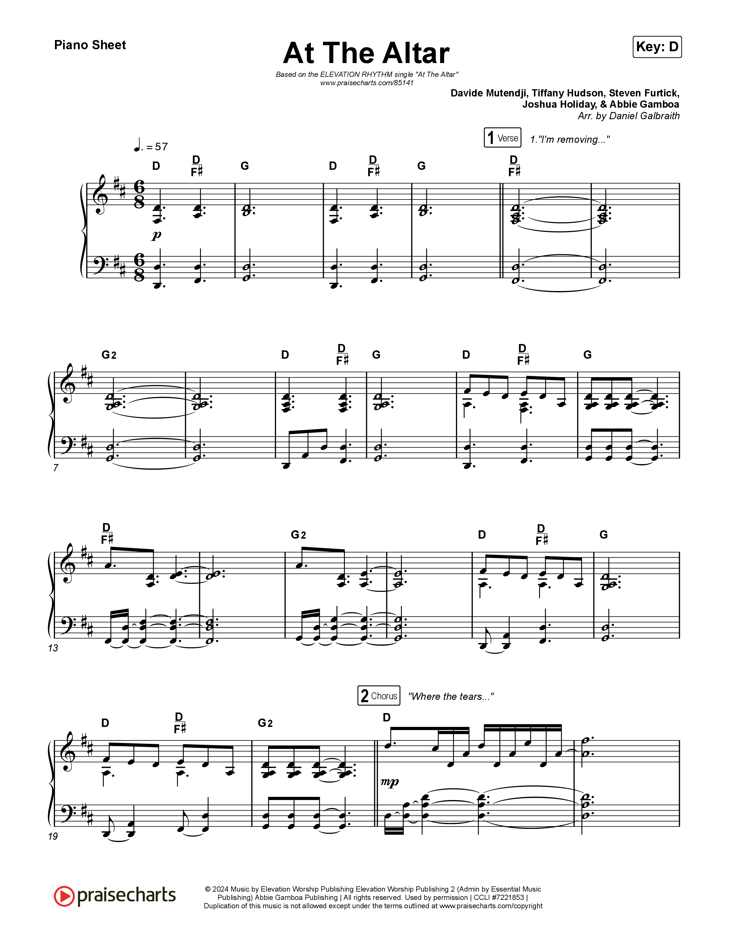 At The Altar Piano Sheet (ELEVATION RHYTHM / Abbie Gamboa / Tiffany Hudson)