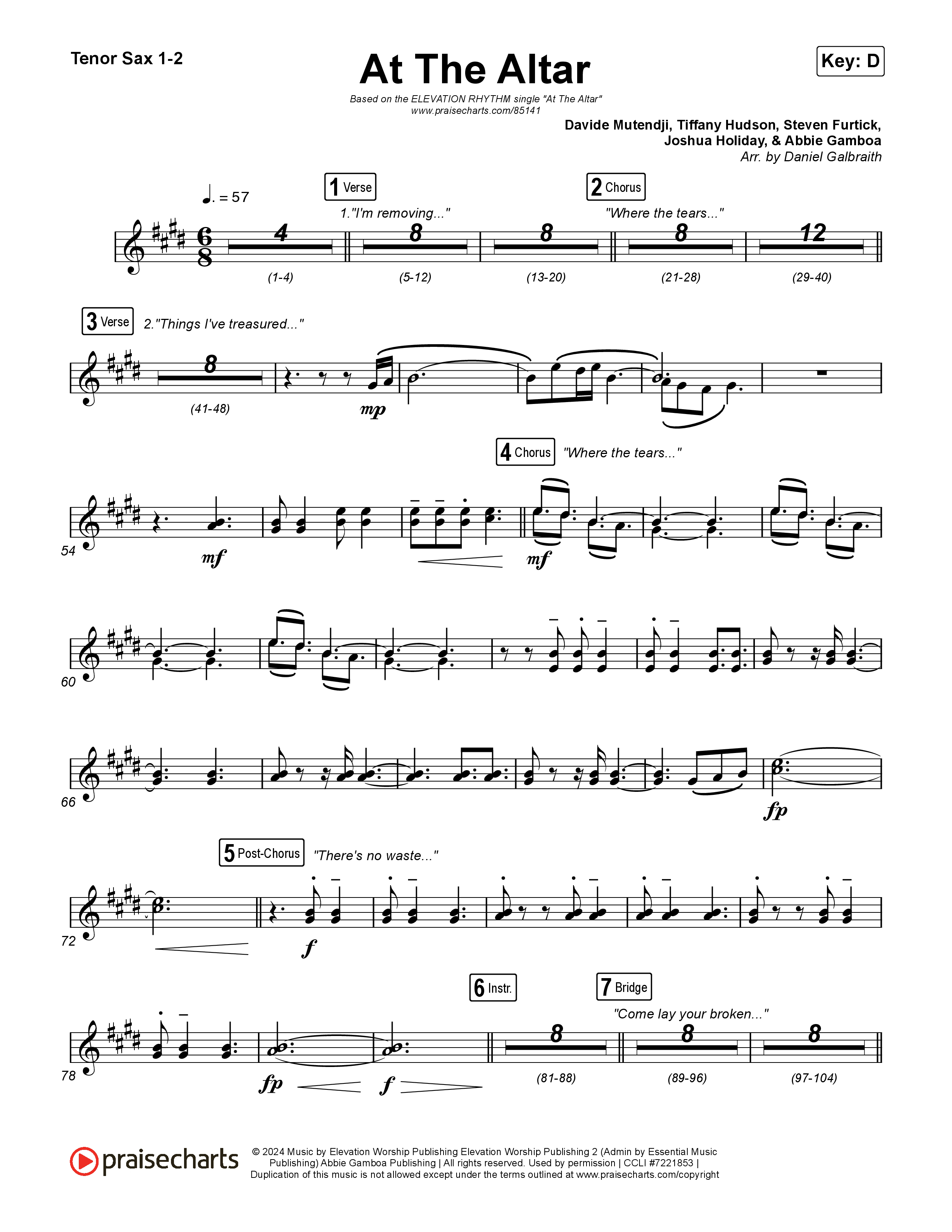 At The Altar Tenor Sax 1,2 (ELEVATION RHYTHM / Abbie Gamboa / Tiffany Hudson)