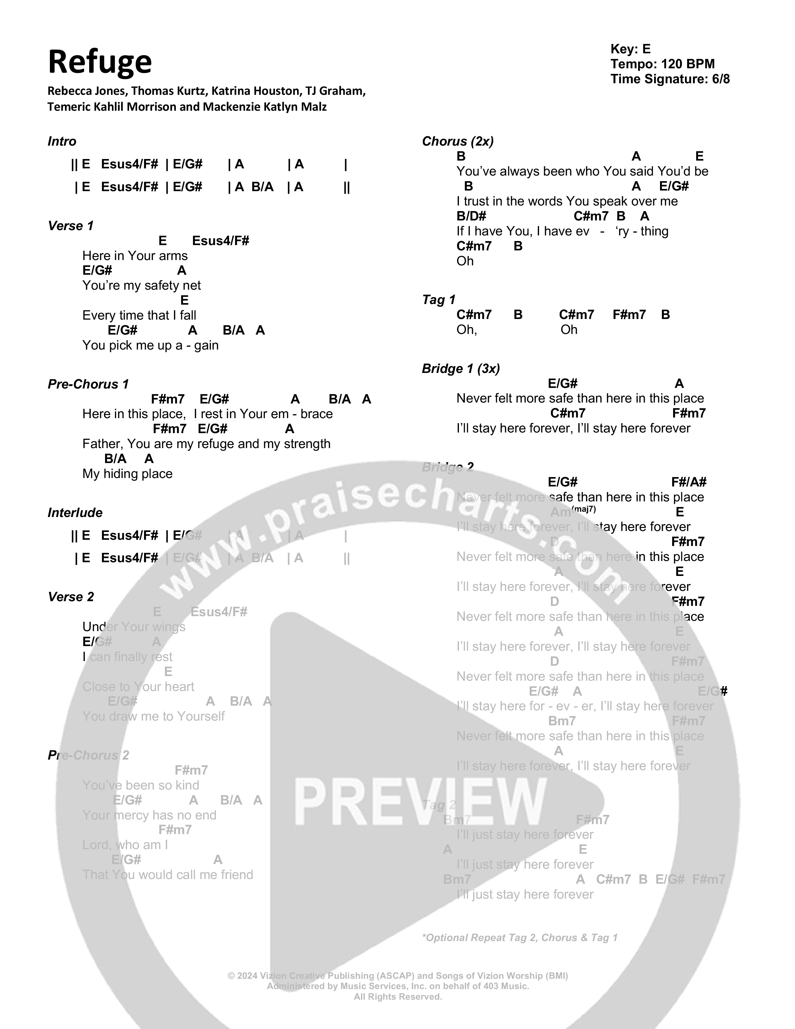 Refuge Chord Chart (Vizion Worship)