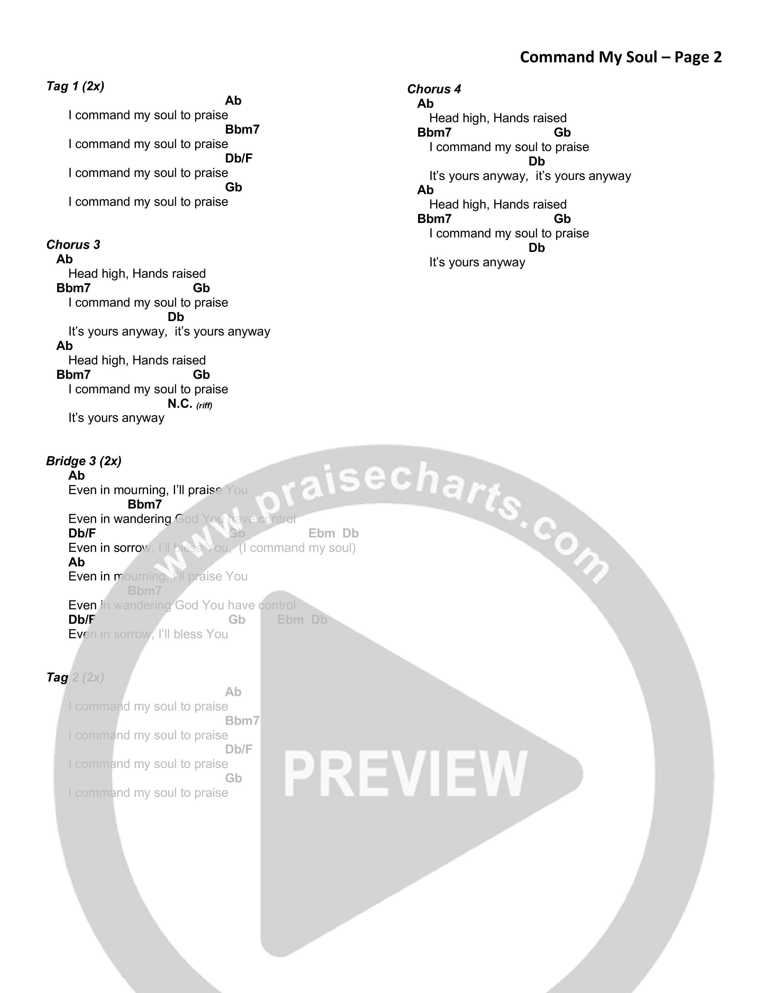Command My Soul Chord Chart (Vizion Worship)