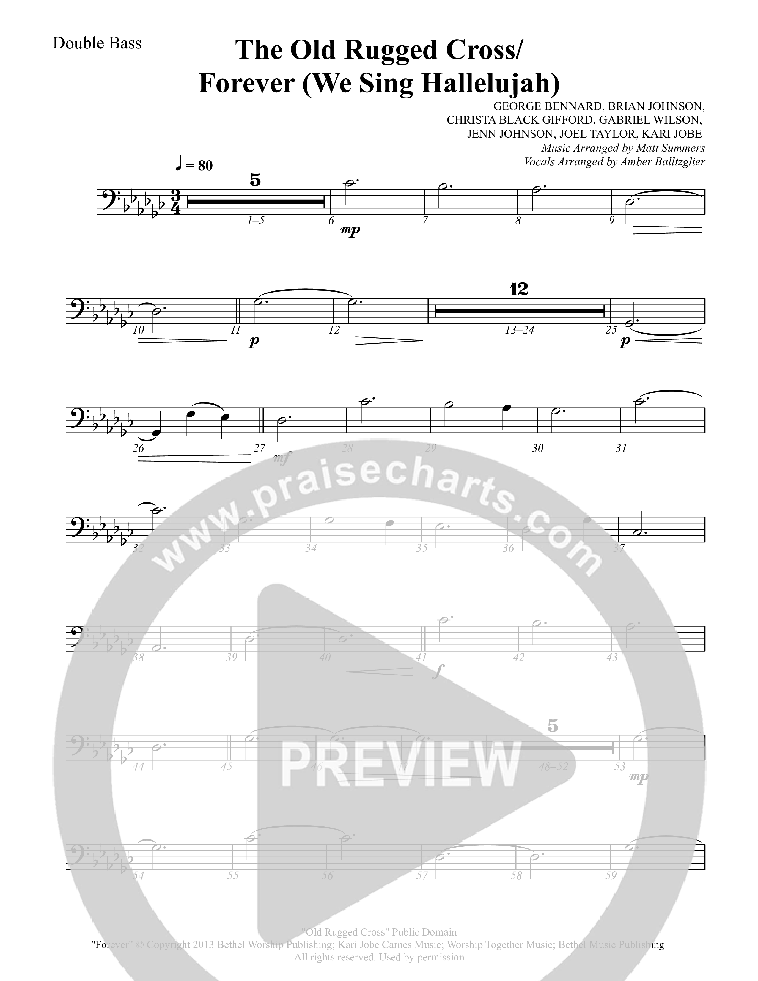 The Old Rugged Cross / Forever (We Sing Hallelujah) Double Bass (Rock Springs Worship / Amber Balltzglier / Arr. Matt Summers)