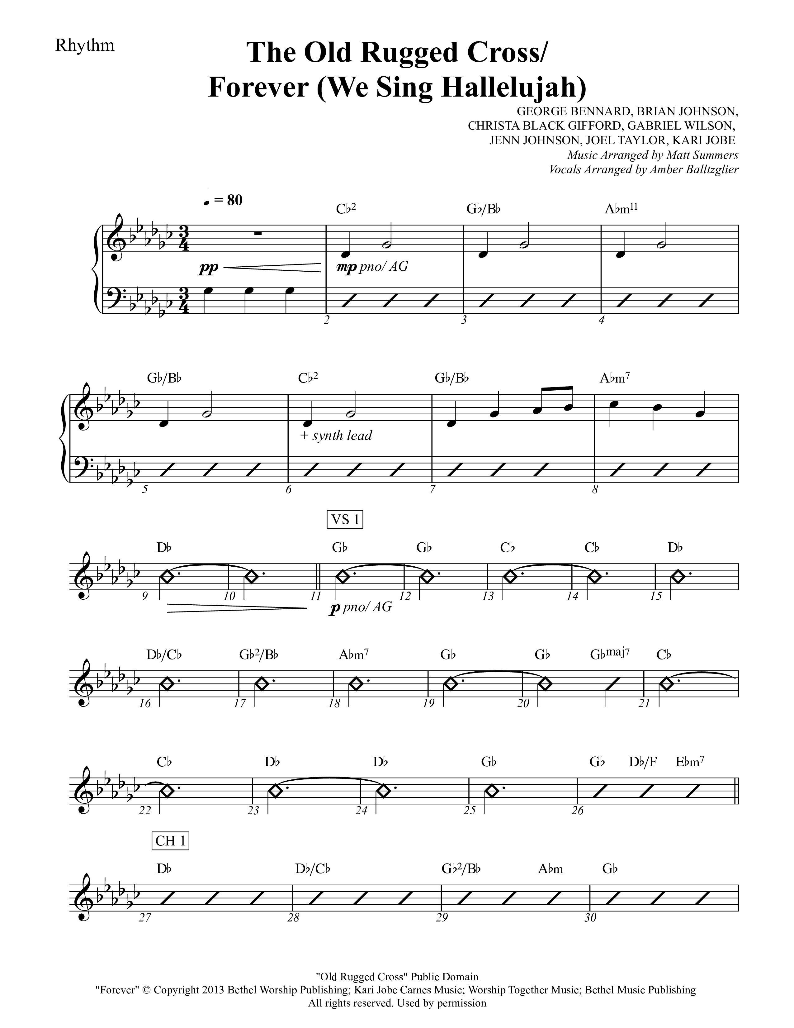 The Old Rugged Cross / Forever (We Sing Hallelujah) Rhythm Chart (Rock Springs Worship / Amber Balltzglier / Arr. Matt Summers)