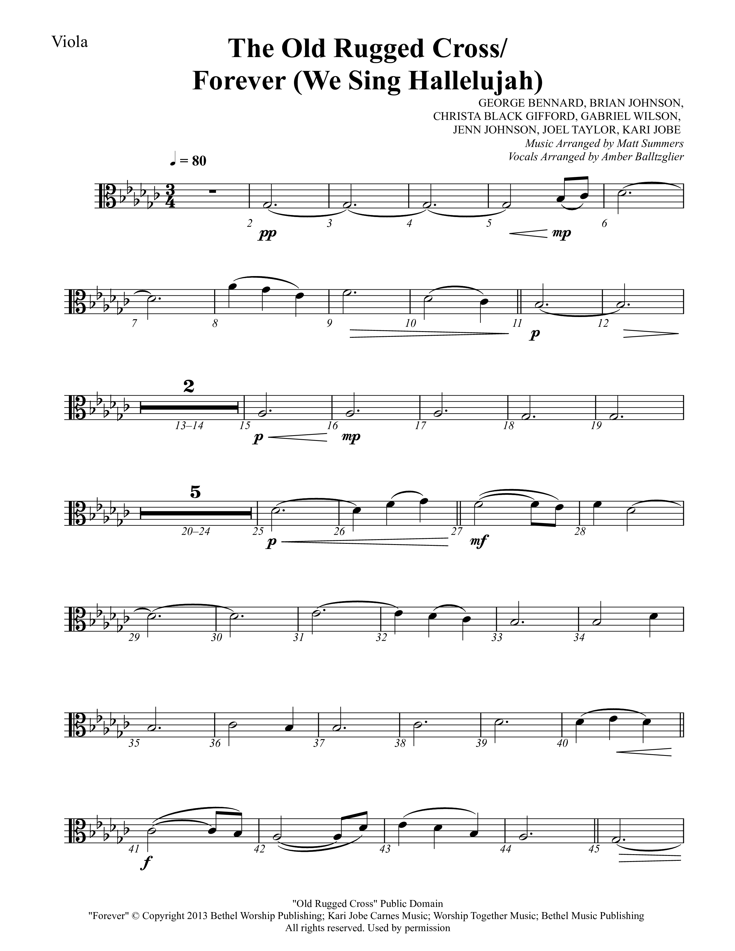 The Old Rugged Cross / Forever (We Sing Hallelujah) Viola (Rock Springs Worship / Amber Balltzglier / Arr. Matt Summers)