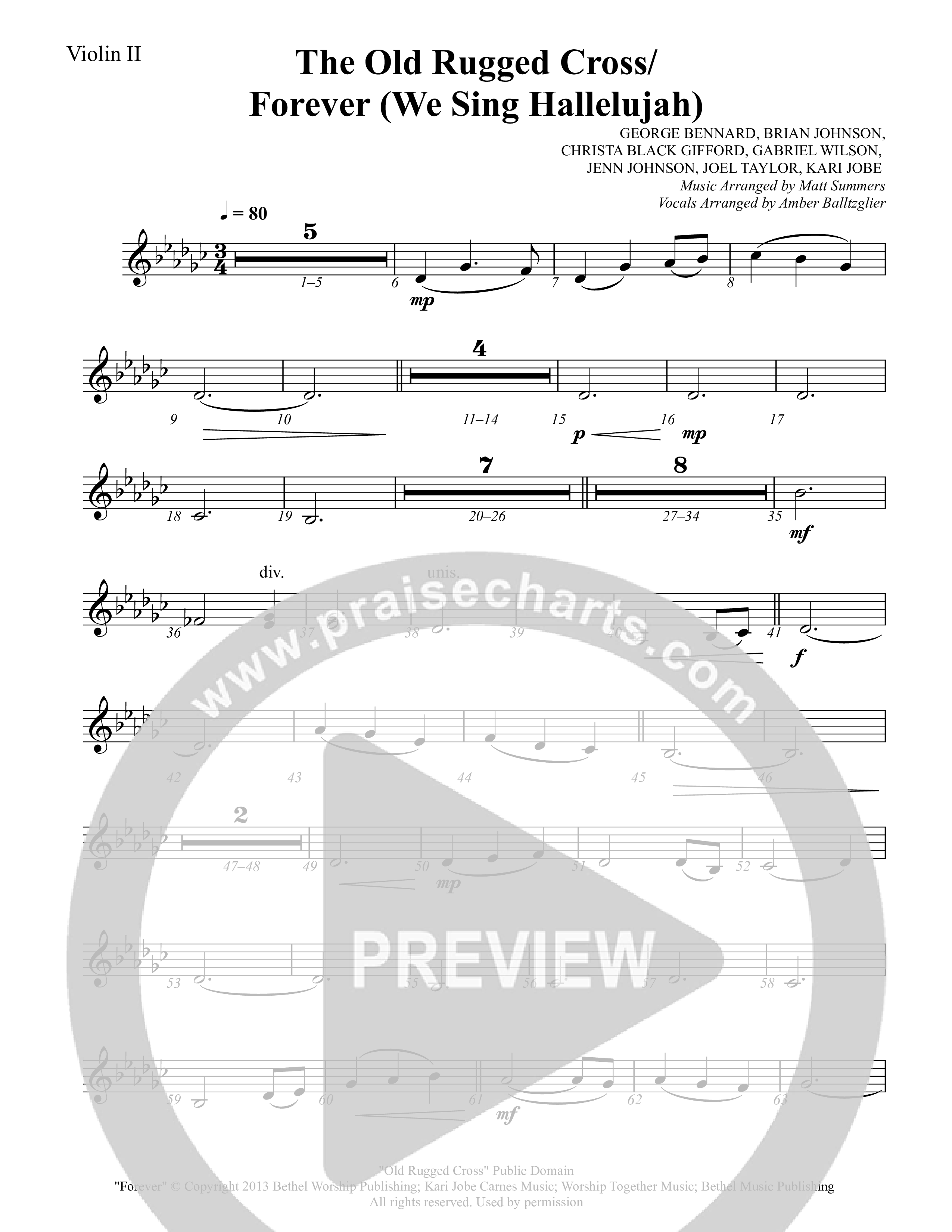 The Old Rugged Cross / Forever (We Sing Hallelujah) Violin 2 (Rock Springs Worship / Amber Balltzglier / Arr. Matt Summers)