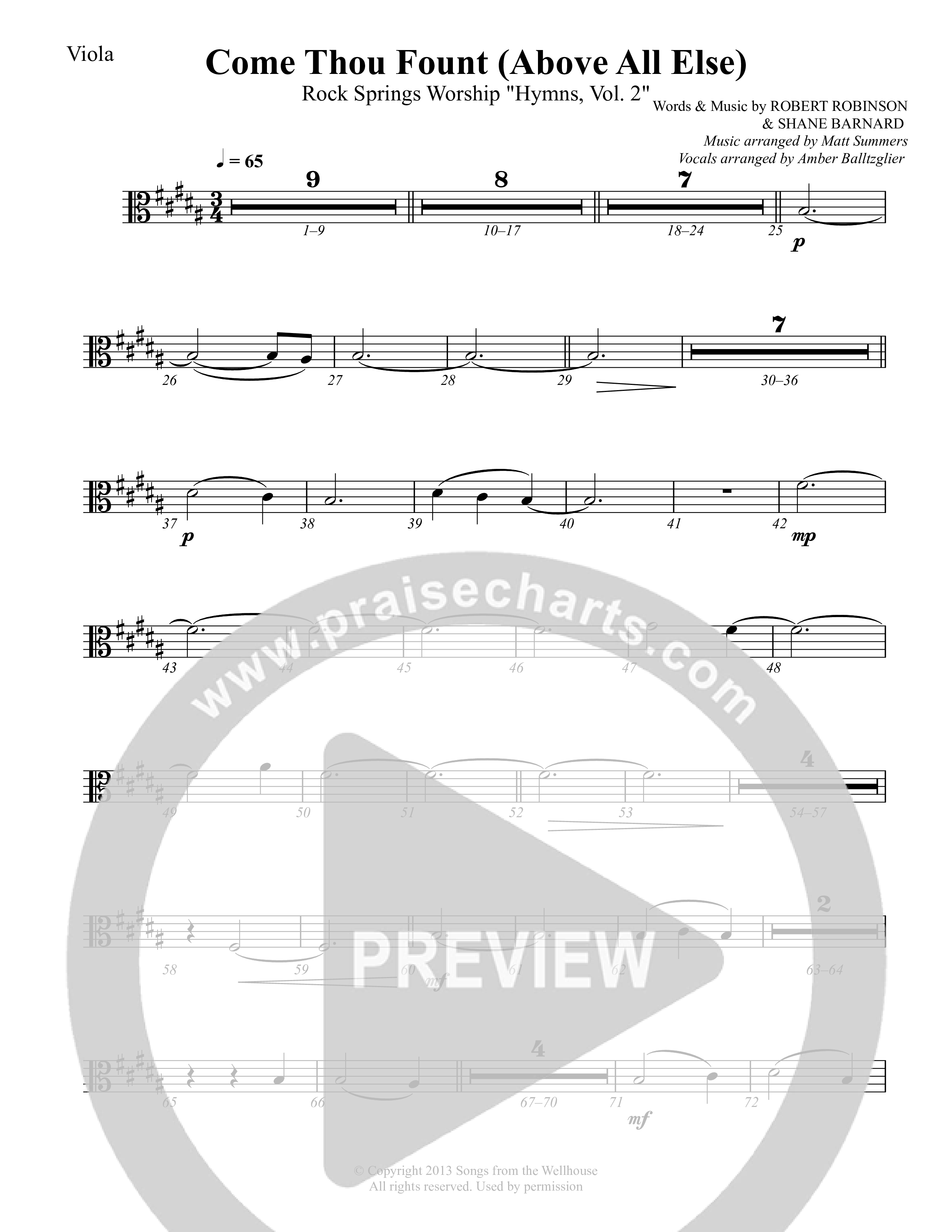 Come Thou Fount (Above All Else) Viola (Rock Springs Worship / Marlee Albrecht / Greg Neel / Arr. Matt Summers / Arr. Amber Balltzglier)