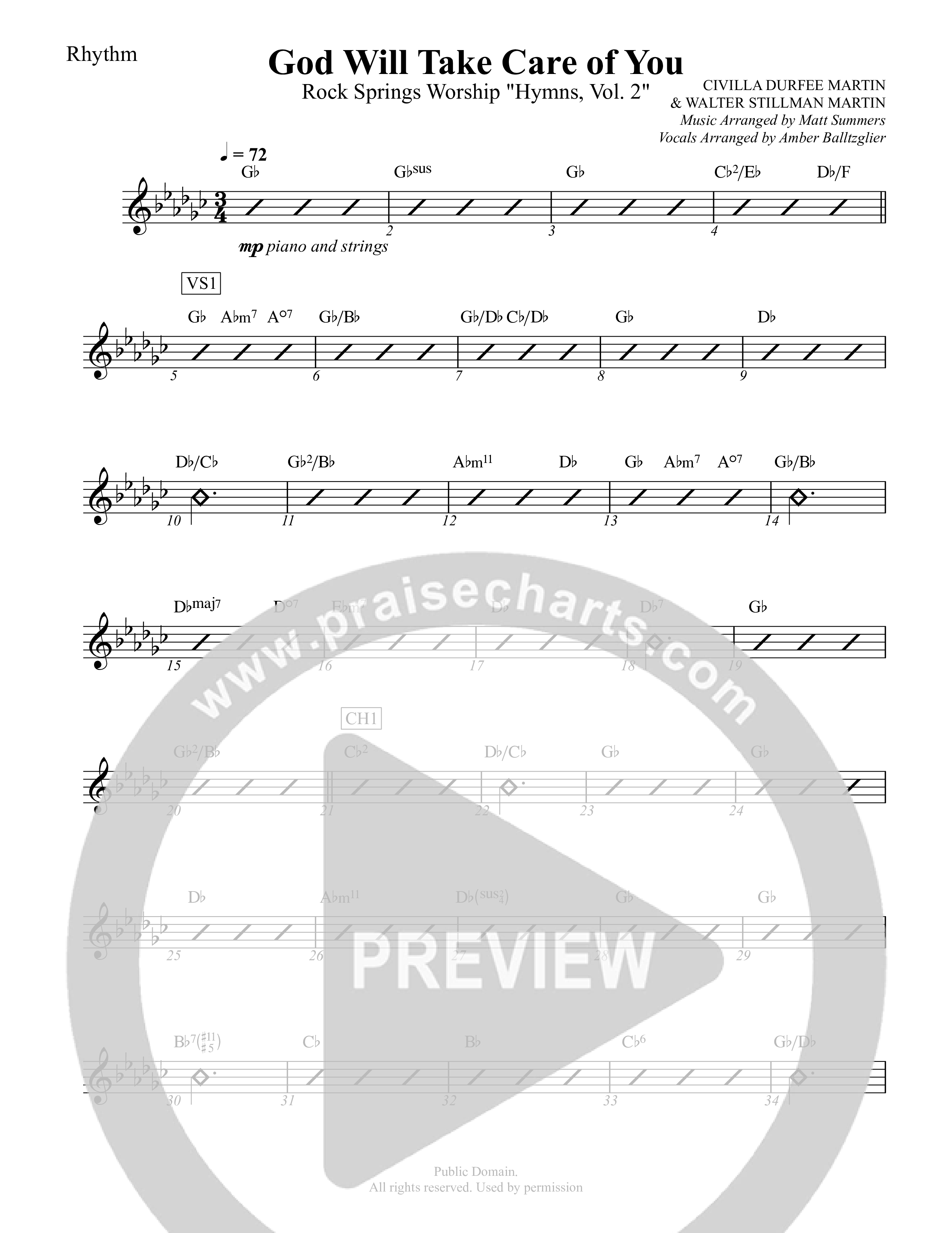 God Will Take Care Of You Rhythm Chart (Rock Springs Worship / Amber Balltzglier / Arr. Matt Summers)