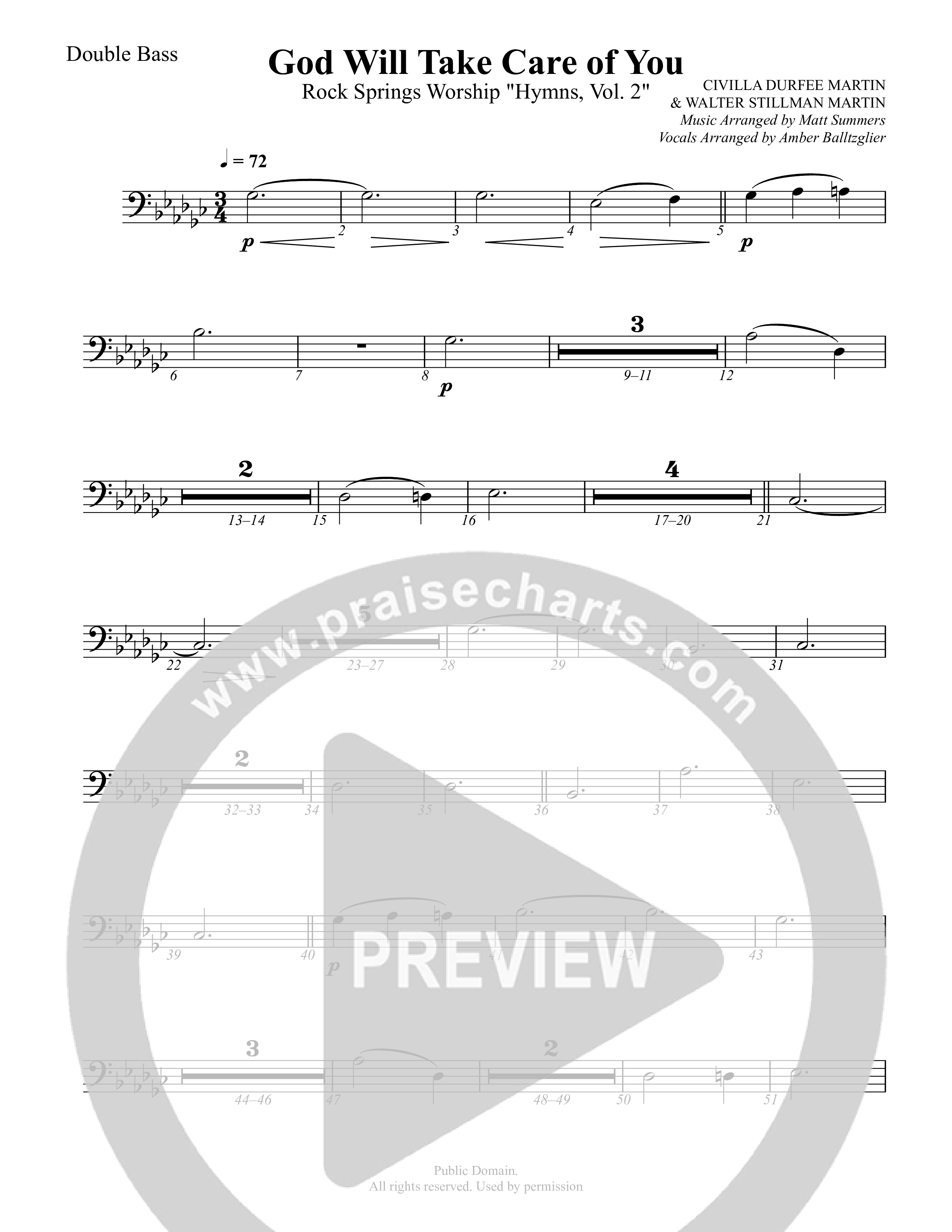 God Will Take Care Of You String Bass (Rock Springs Worship / Amber Balltzglier / Arr. Matt Summers)