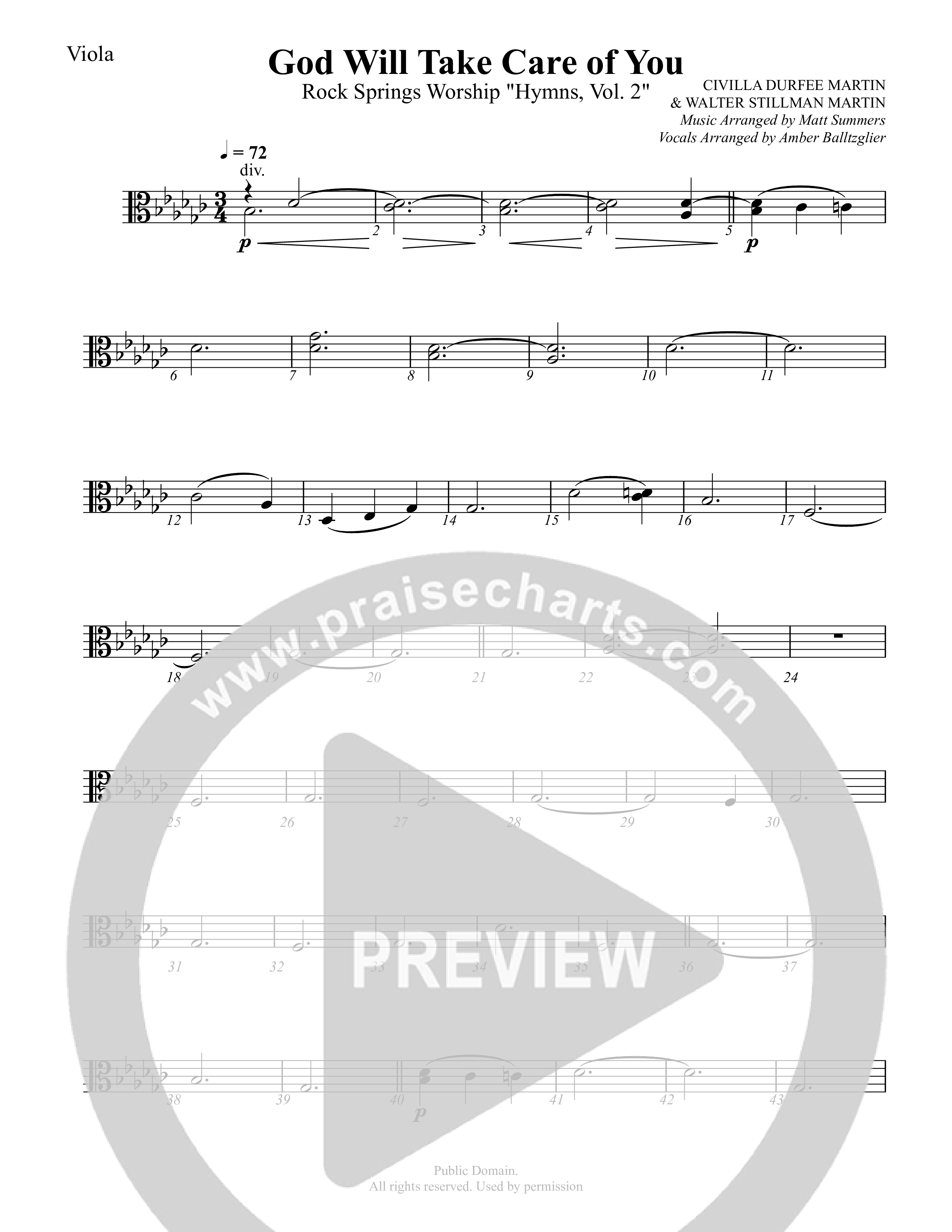 God Will Take Care Of You Viola (Rock Springs Worship / Amber Balltzglier / Arr. Matt Summers)